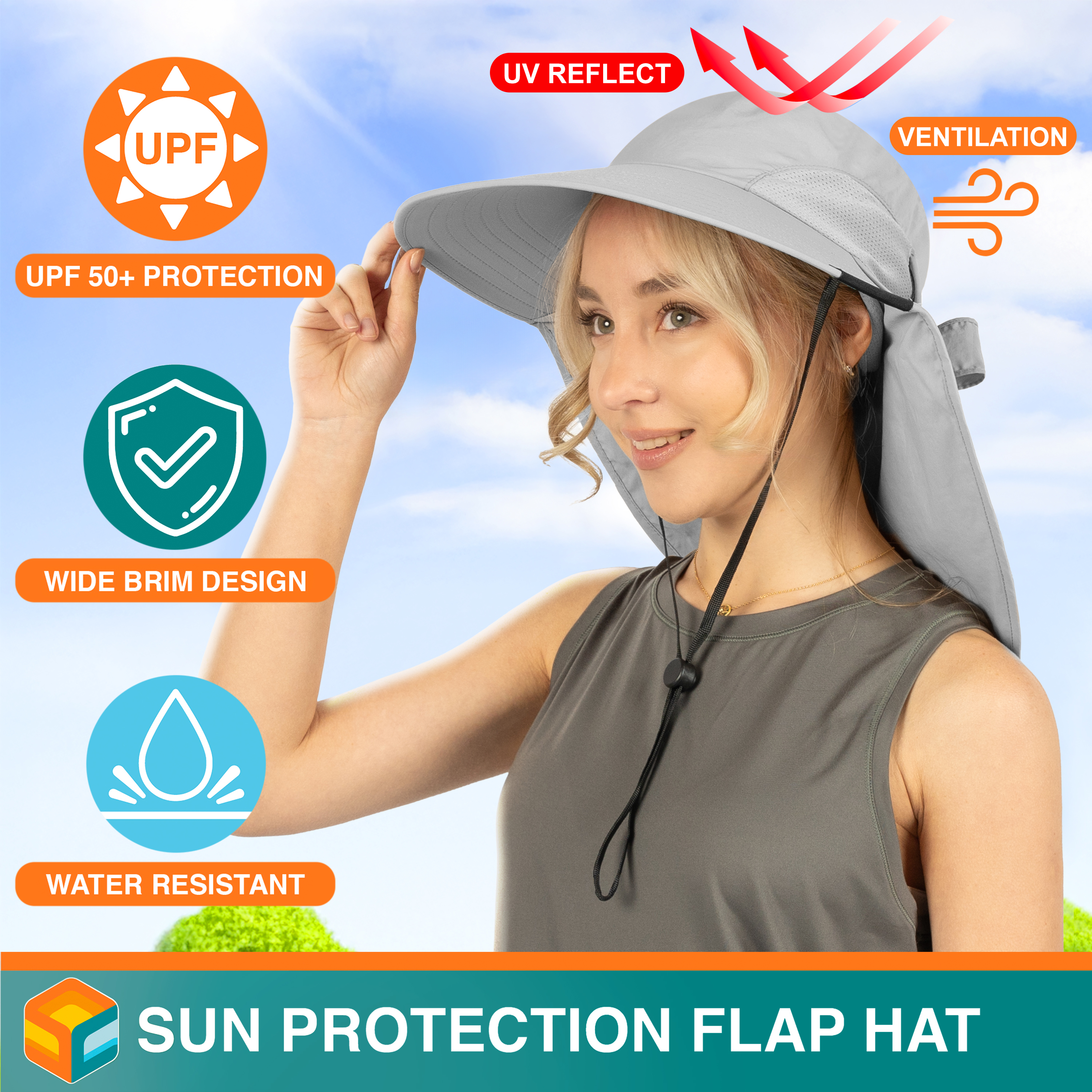 Sombrero para el Sol con Solapa para el Cuello Ala Ancha Sombrero para Senderismo 50+UPF Hombres Mujeres Pesca Safari FPS - Imagen 83 de 128