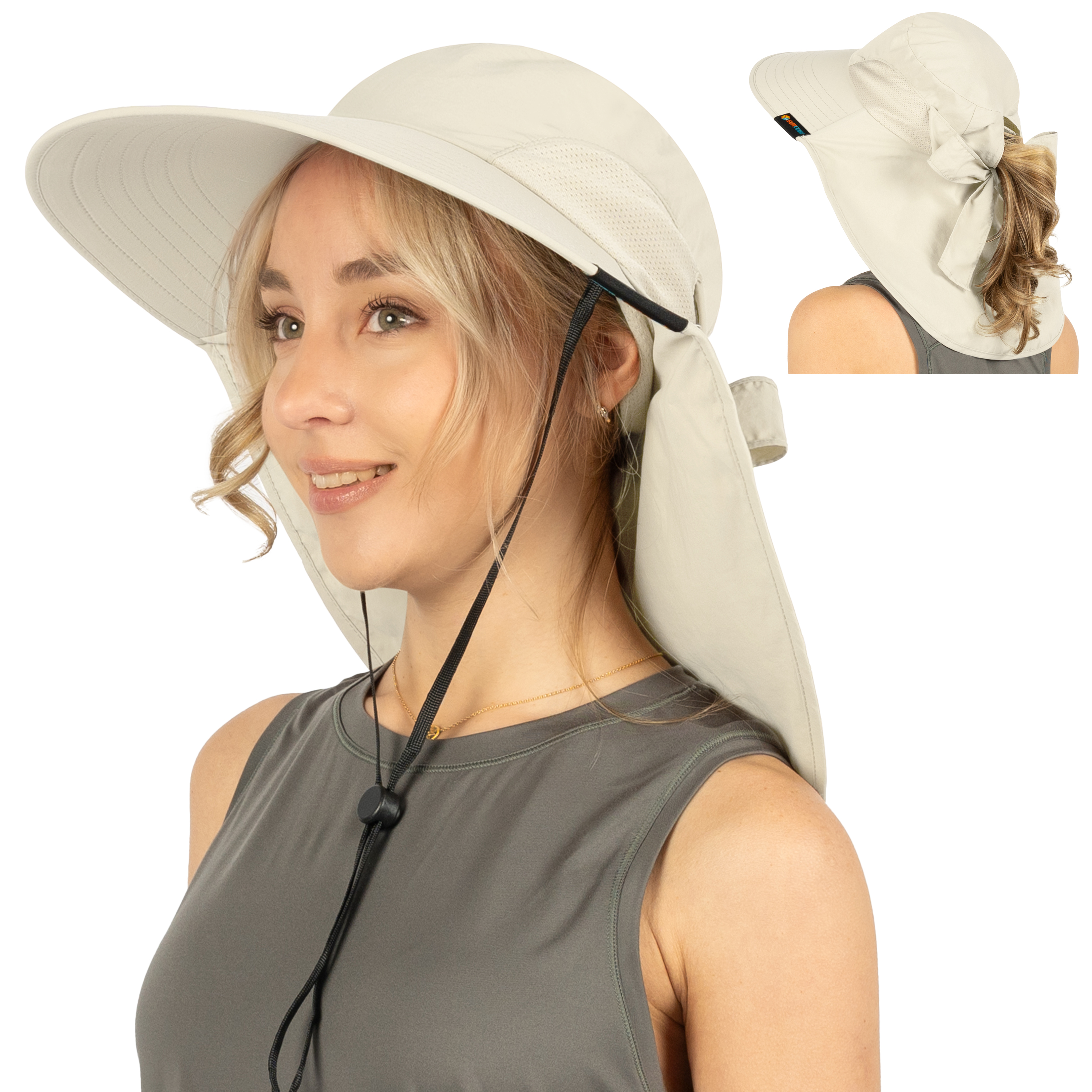 Sombrero para el Sol con Solapa para el Cuello Ala Ancha Sombrero para Senderismo 50+UPF Hombres Mujeres Pesca Safari FPS - Imagen 10 de 128