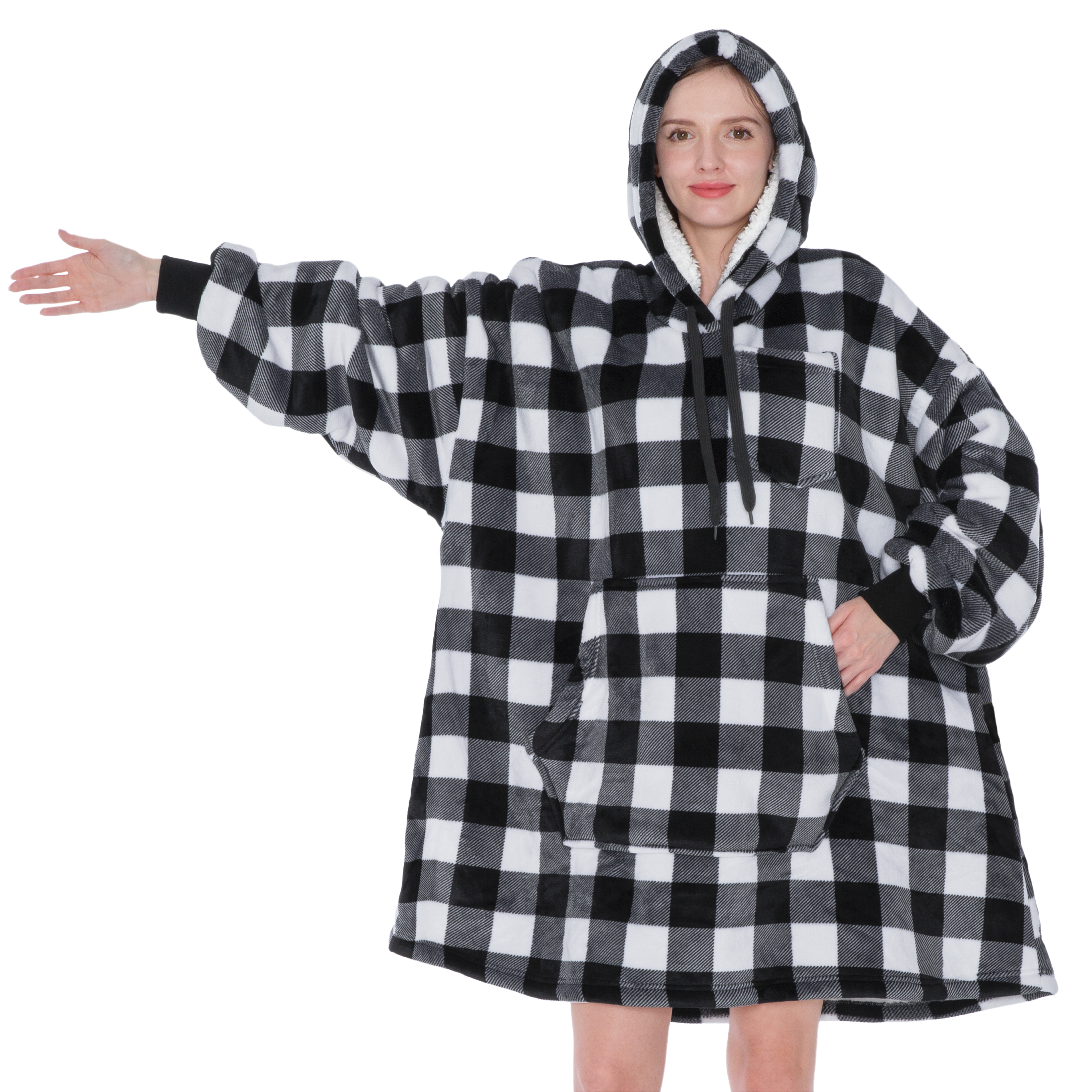 Blanket Sweatshirt Sherpa Lining Plush Soft Comfy Fleece Oversized Hoodie Pocket - Picture 24 of 101
