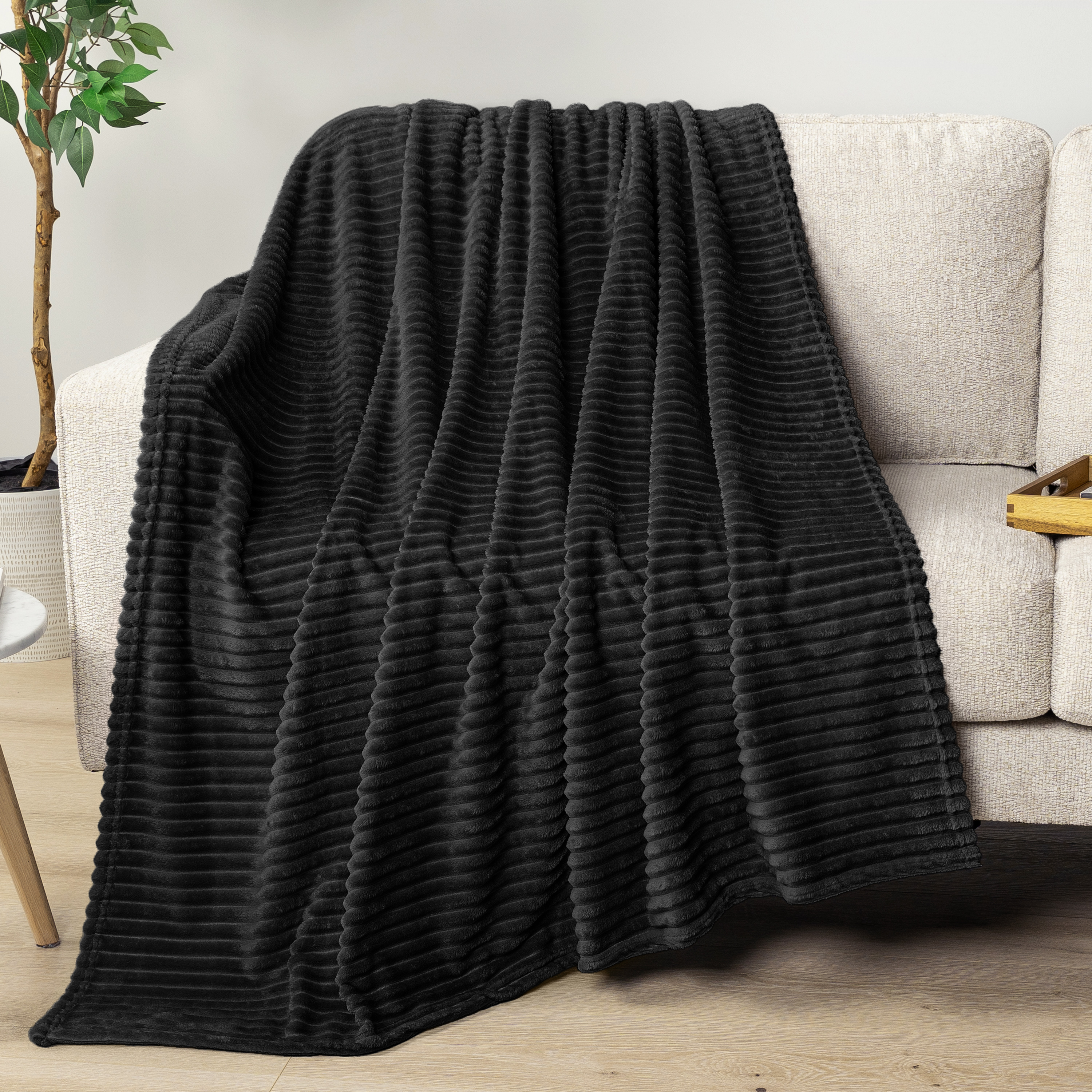 Fleece Throw Blanket Soft Stripes Pattern Lightweight Couch Sofa Bed Blanket