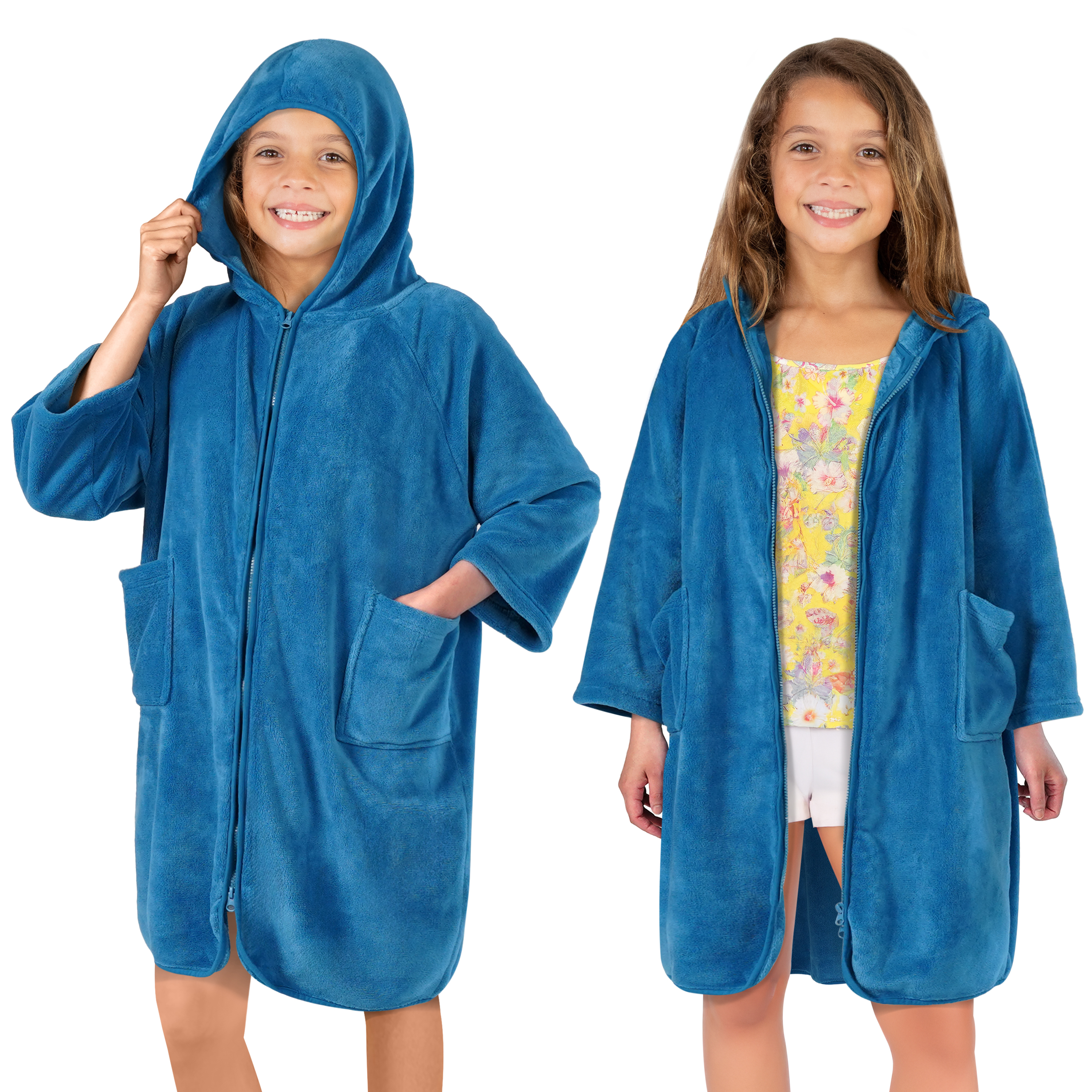 Robe Zip Up Bath Swim Parka Beach Cover Up For Boys Girls 7-