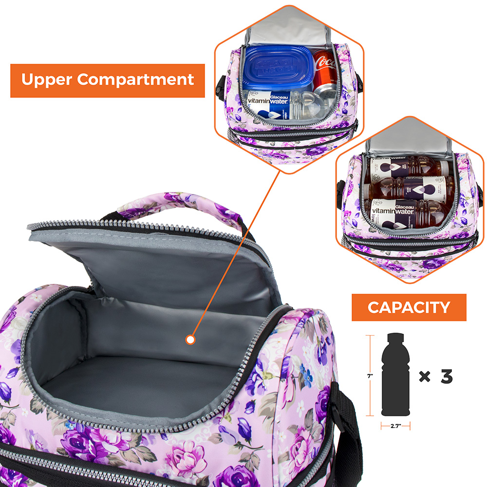 Insulated Lunch Bag Box for Women Men Kid Double Deck Cooler Hot Cold Adult Tote - Picture 26 of 81