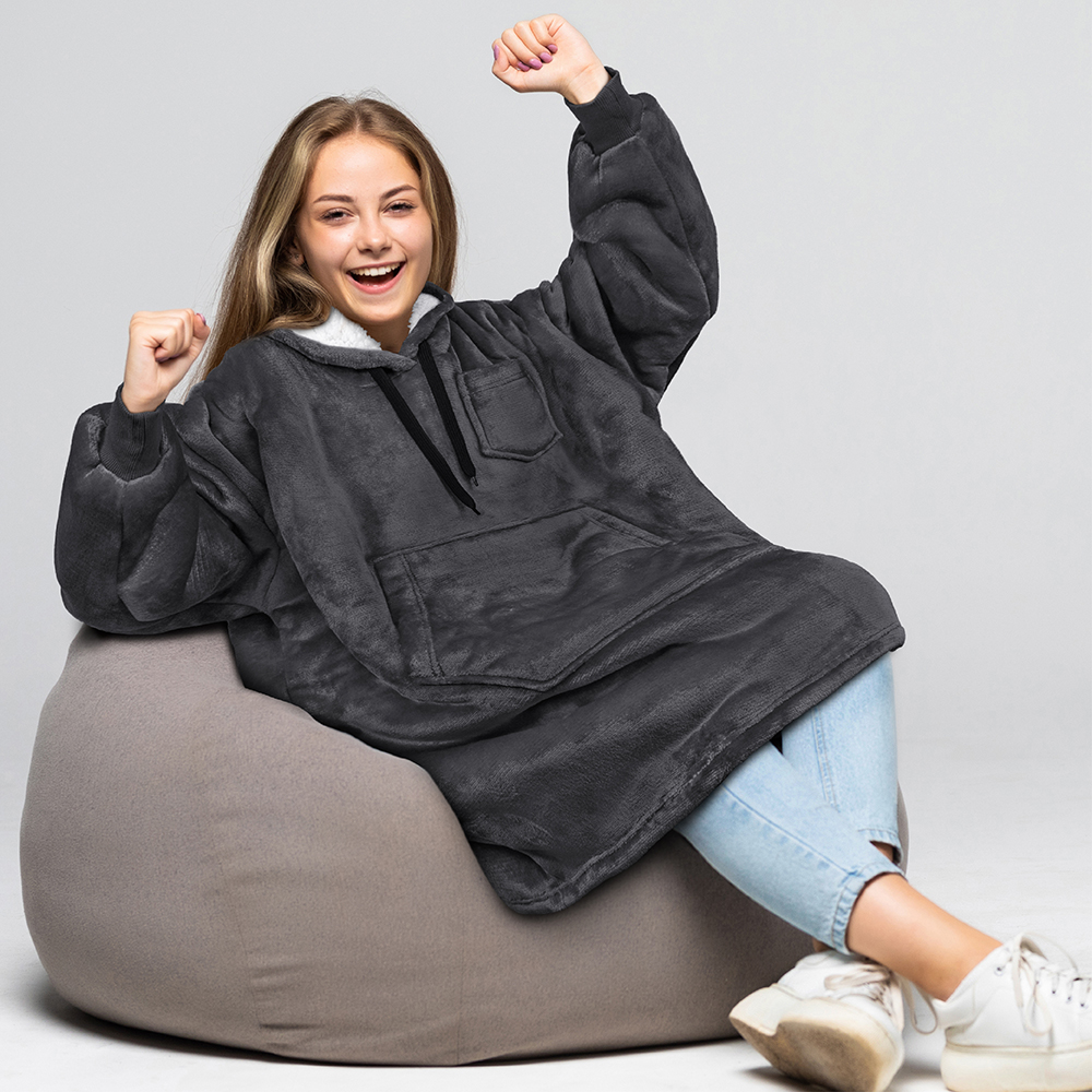 Blanket Sweatshirt Sherpa Lining Comfy Fleece Oversized Hoodie for Kids Teens JR - Picture 28 of 71