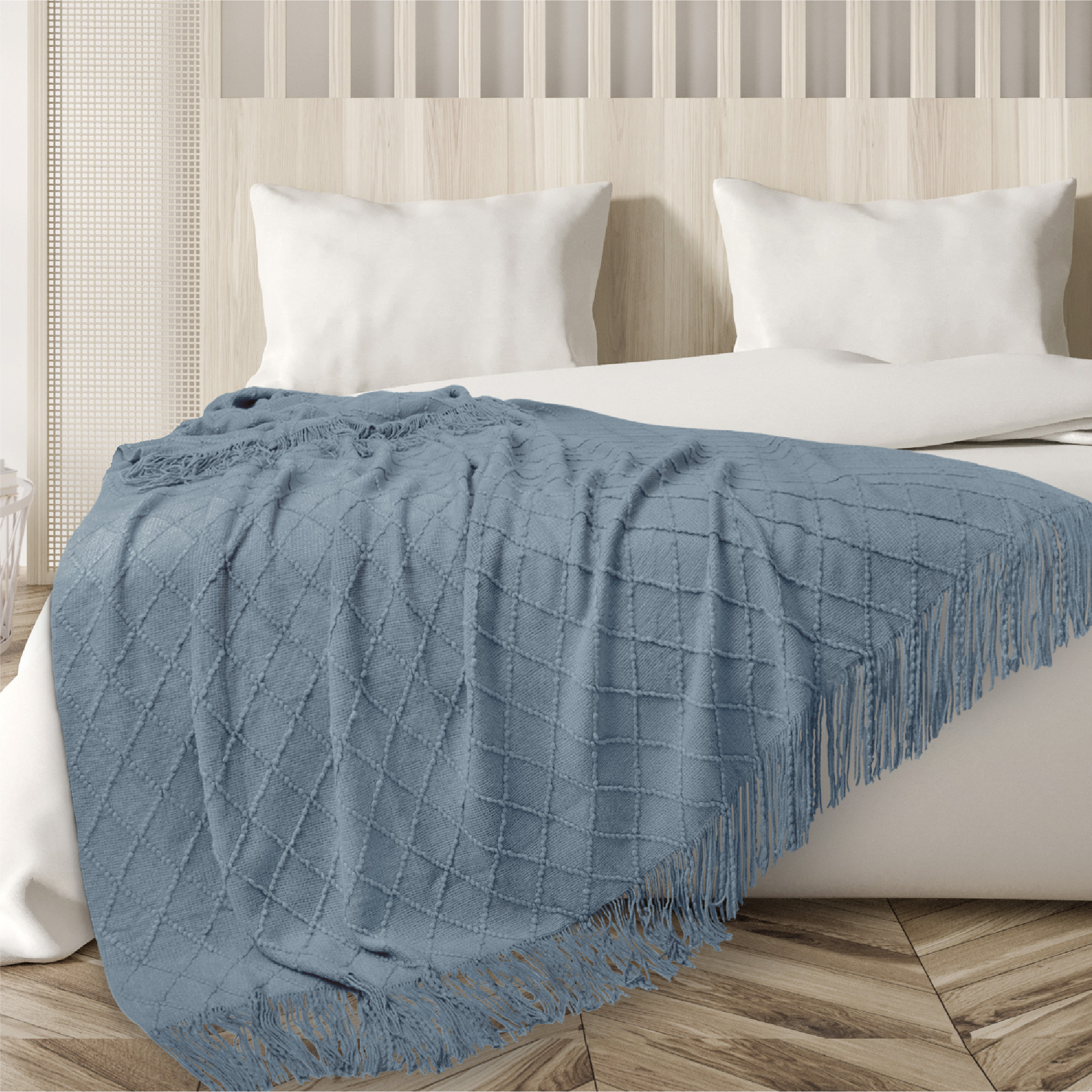 Decorative Fringe Throw Blanket for Couch Bed Sofa Soft Texture Knitted Blanket - Picture 53 of 64