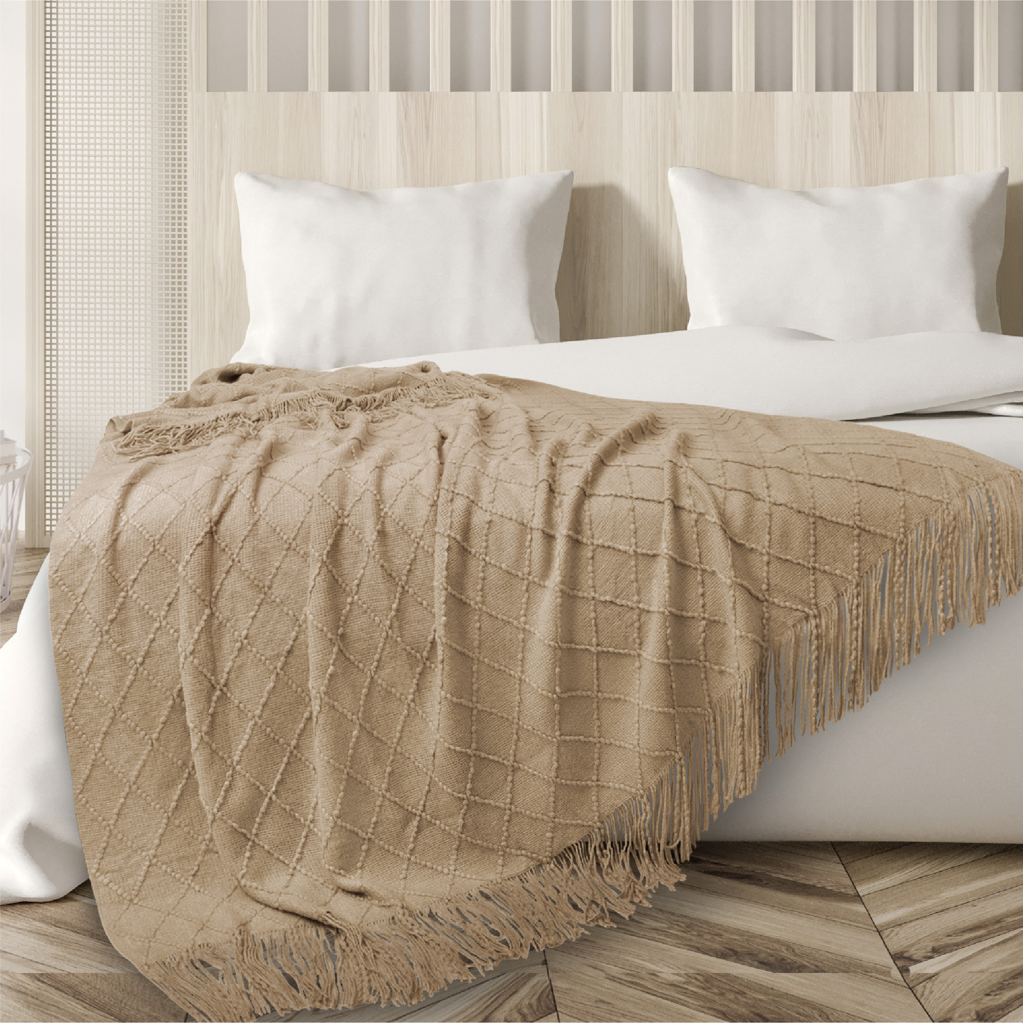 Decorative Fringe Throw Blanket for Couch Bed Sofa Soft Texture Knitted Blanket - Picture 62 of 64