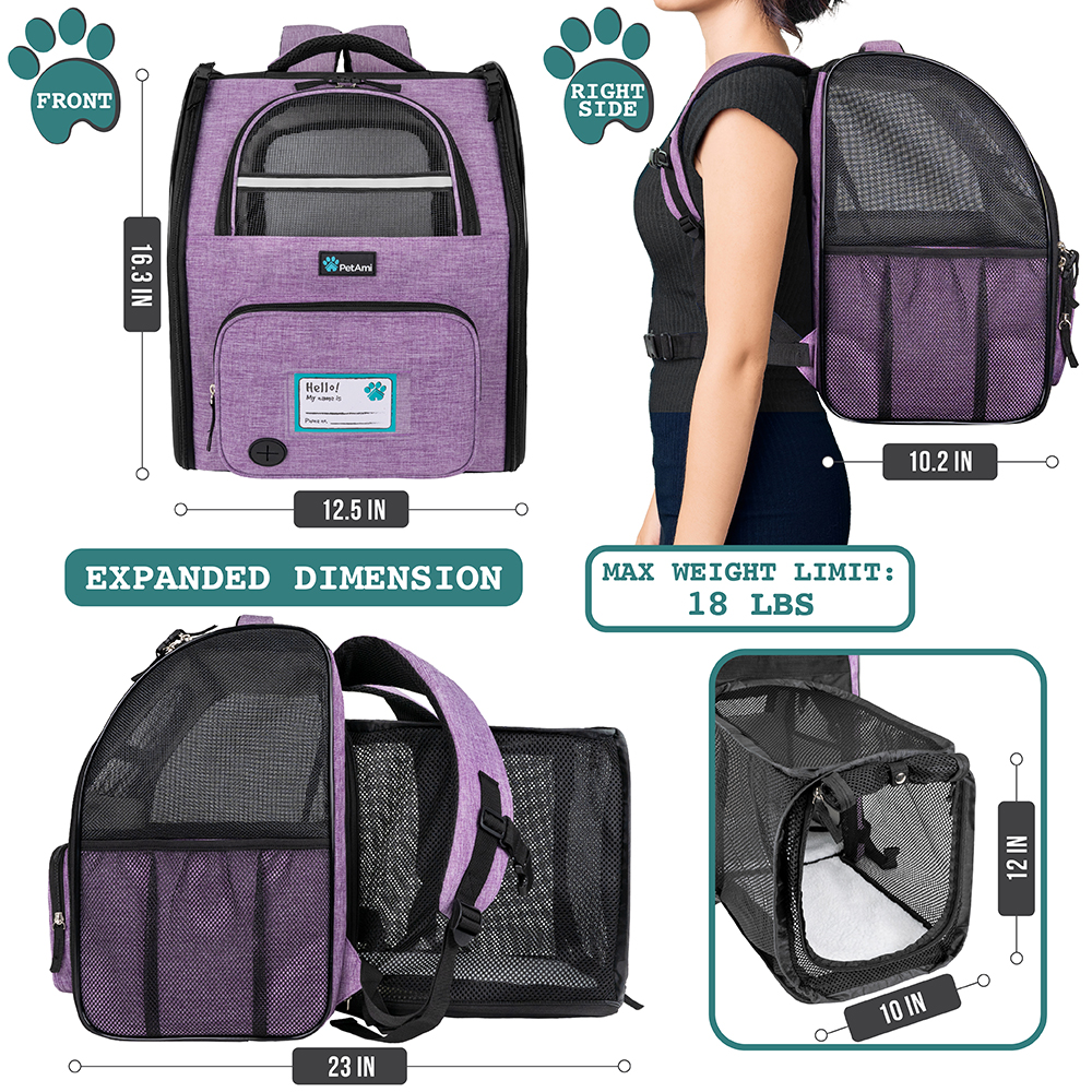 Haustierrucksack erweiterbar Katzentragerucksack Hunderucksack Träger für kleine Hunde - Bild 17 von 29