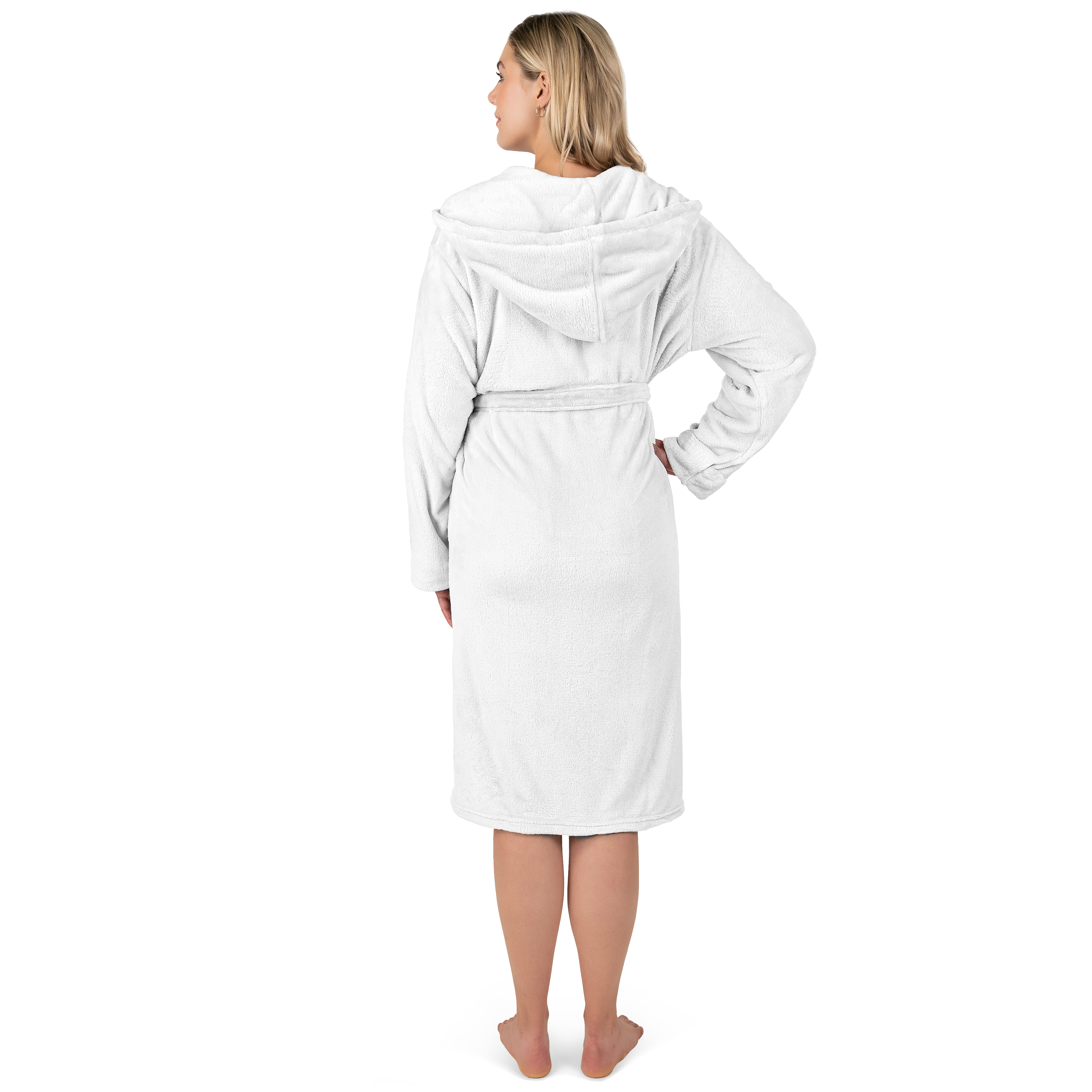 Womens Robe with Hood Fleece Plush Soft Long Hooded Robe Bathrobe for Spa Bath