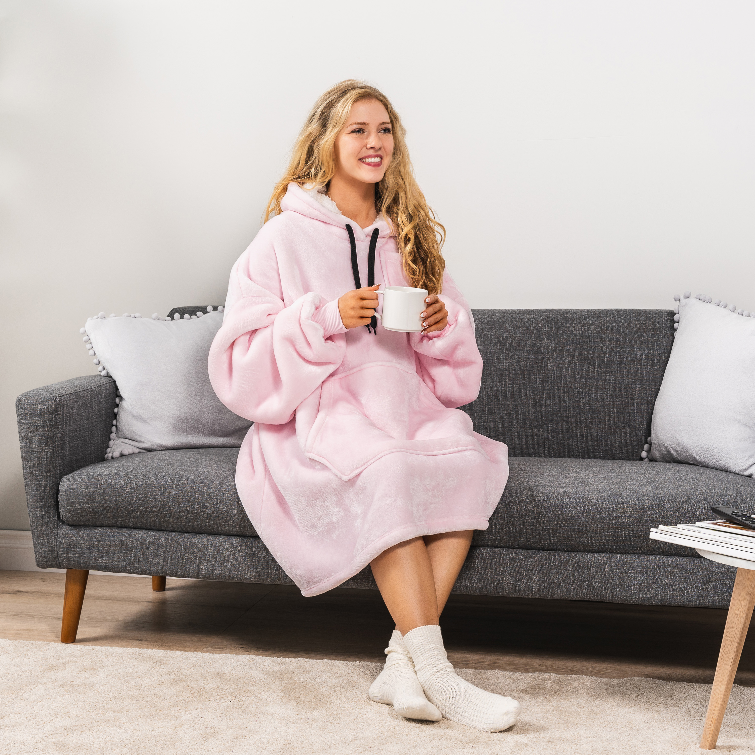 Blanket Sweatshirt Sherpa Plush Soft Comfy Fleece Oversized Hoodie Pocket Gift - Picture 67 of 117