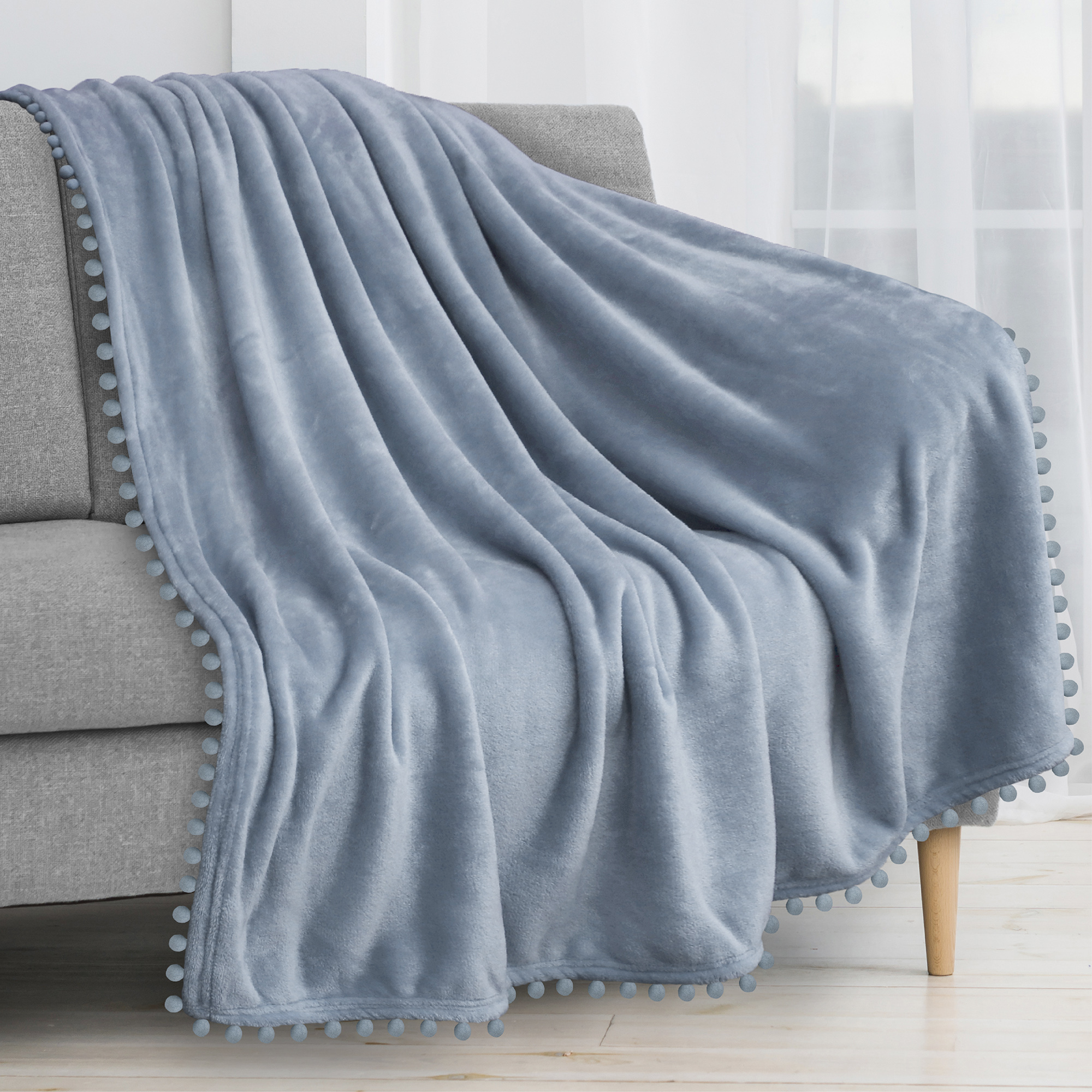 thumbnail 46 - Plaid Buffalo Checker Pom Pom Fringe Throw Blanket Soft Fleece for Sofa Couch