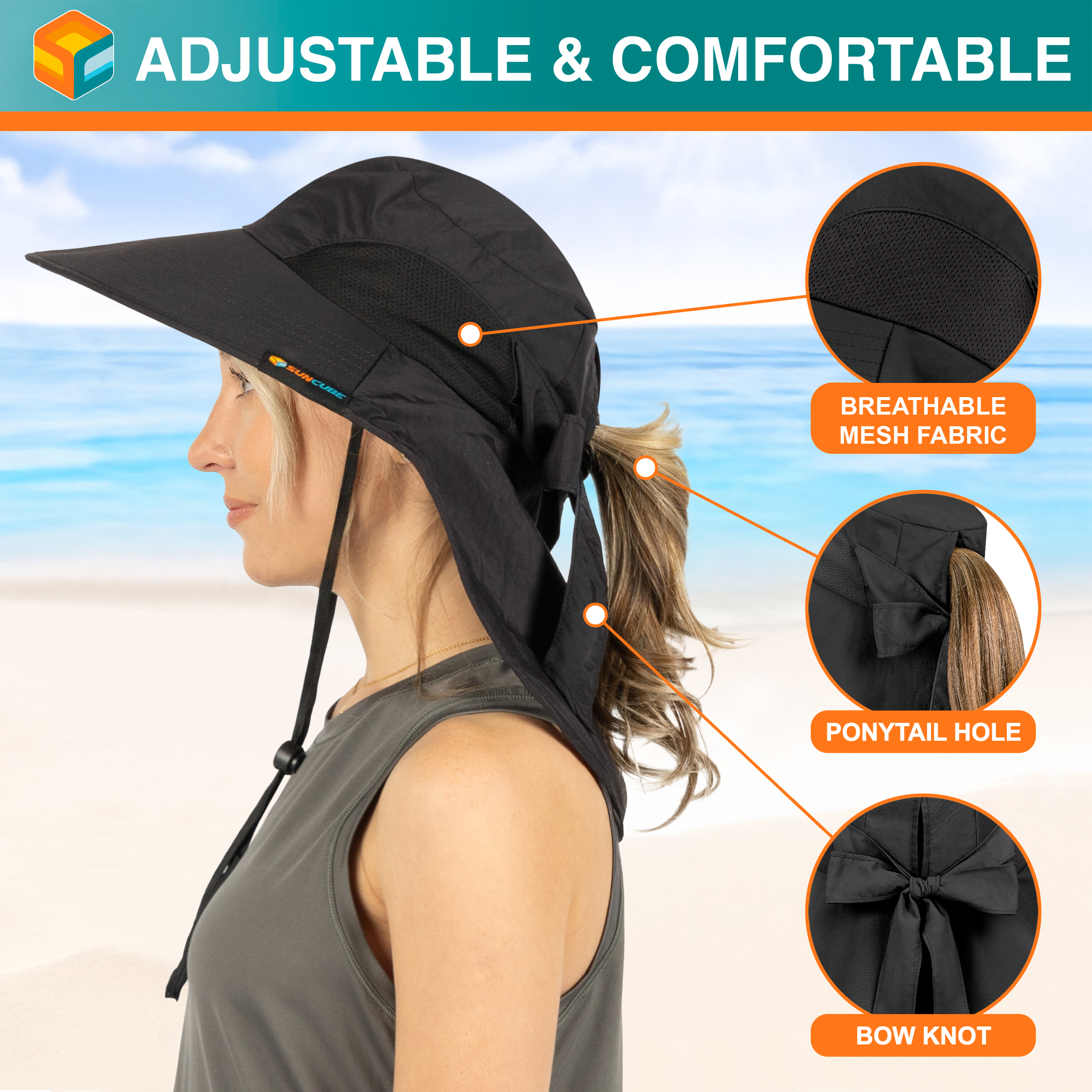 Sombrero para el Sol con Solapa para el Cuello Ala Ancha Sombrero para Senderismo 50+UPF Hombres Mujeres Pesca Safari FPS - Imagen 29 de 128