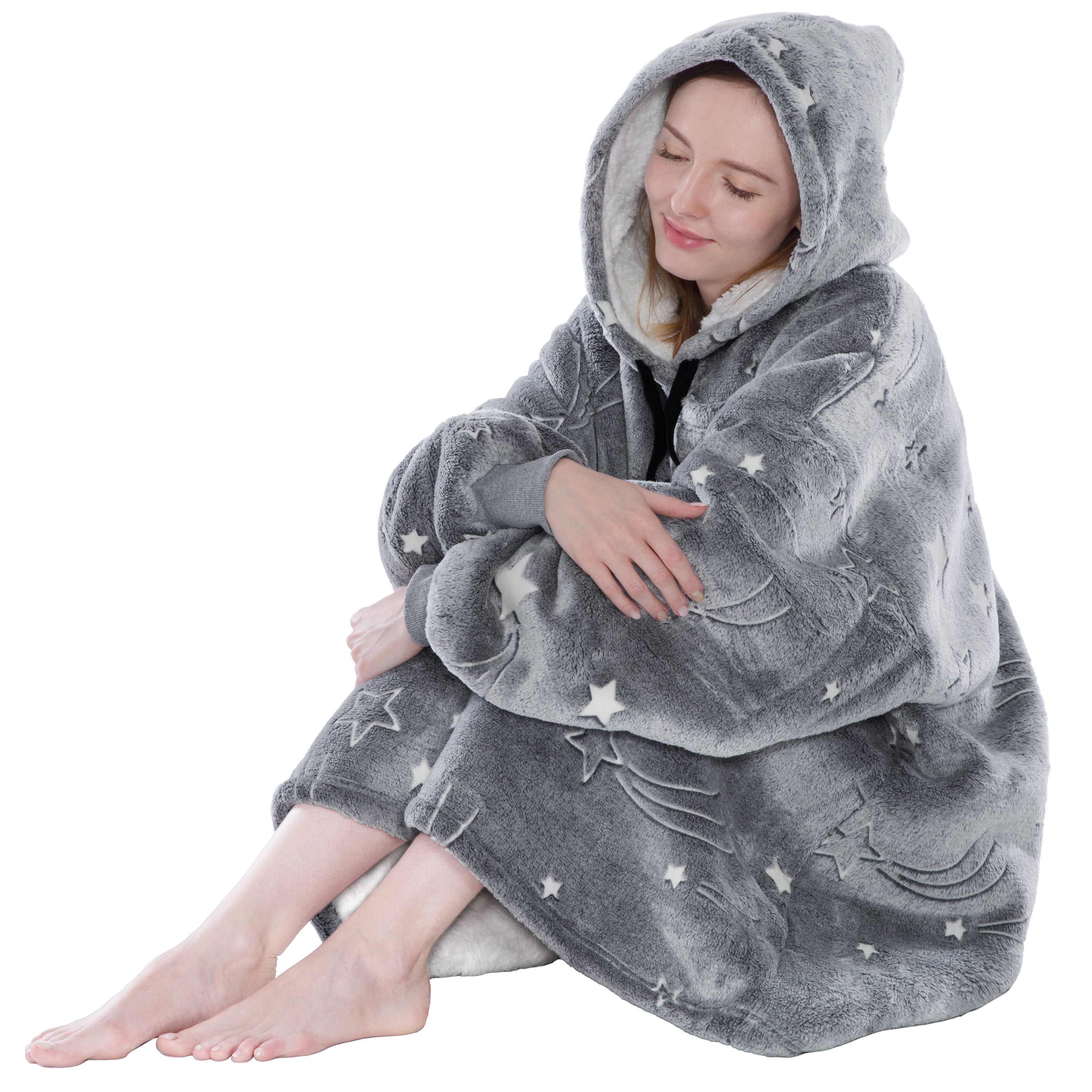 Blanket Sweatshirt Sherpa Lining Plush Soft Comfy Fleece Oversized Hoodie Pocket - Picture 37 of 101