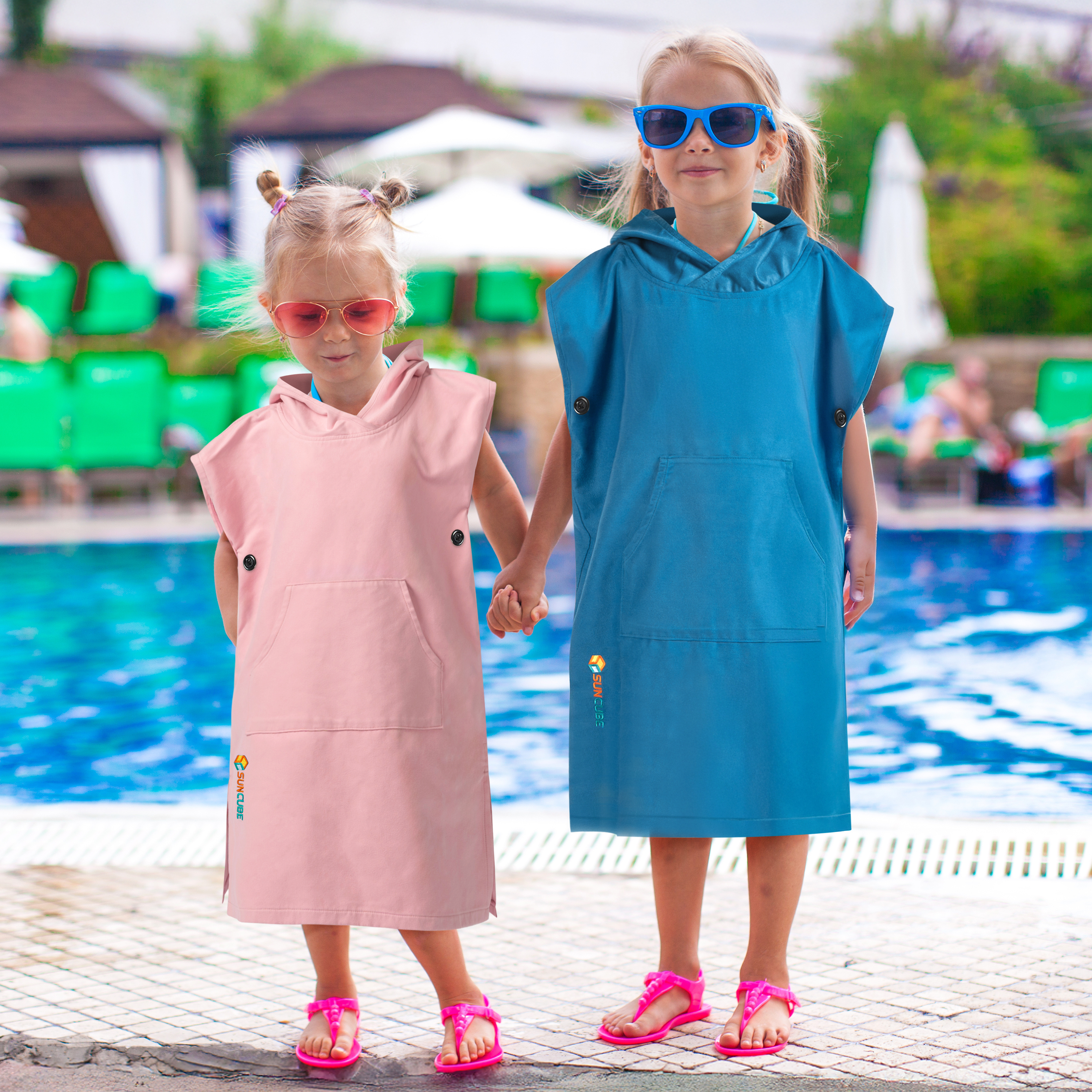 Kids Towel Changing Swim Robe Surf Poncho Quick Dry Microfiber Hooded 3-7 Years - Picture 14 of 43