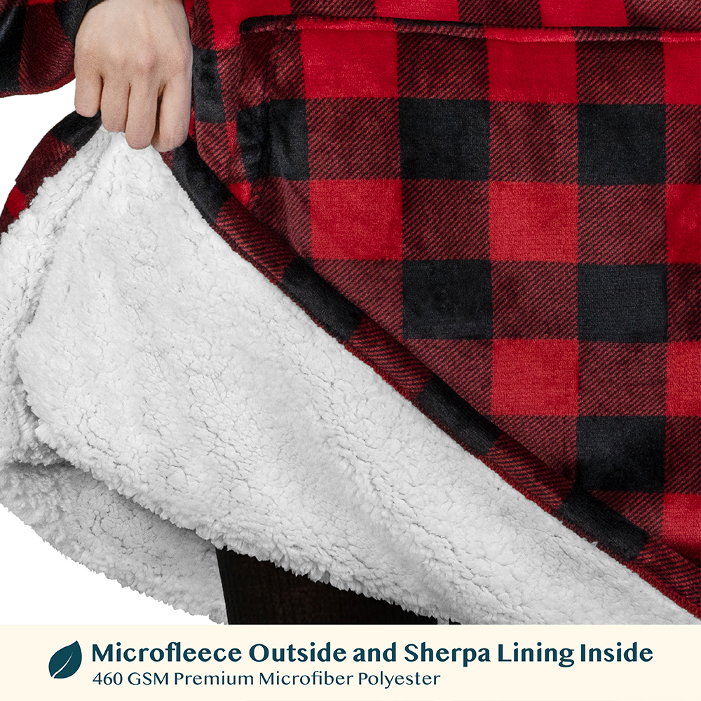 Blanket Sweatshirt Sherpa Lining Plush Soft Comfy Fleece Oversized Hoodie Pocket - Picture 19 of 101
