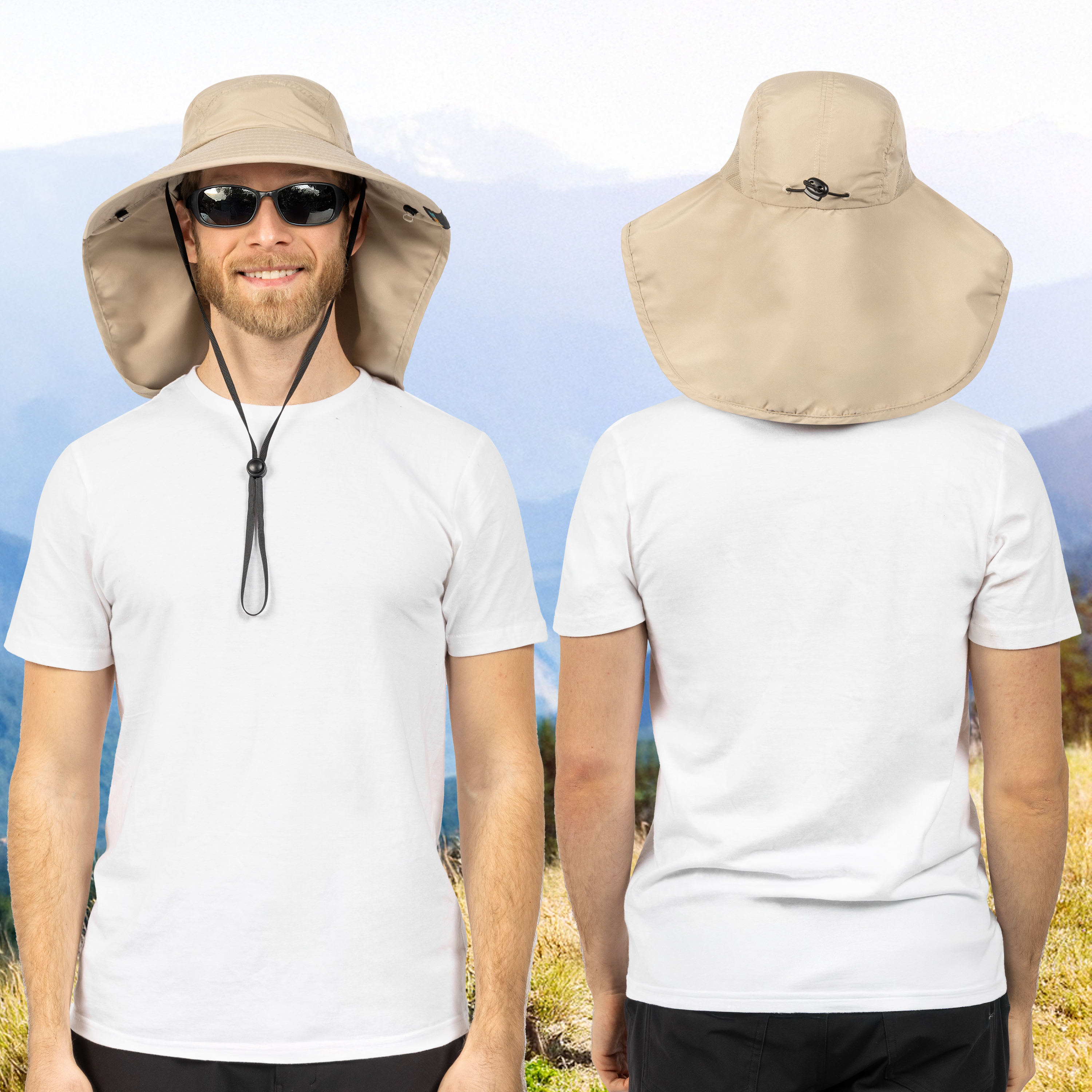 Sombrero para el Sol con Solapa para el Cuello Ala Ancha Sombrero para Senderismo 50+UPF Hombres Mujeres Pesca Safari FPS - Imagen 107 de 128