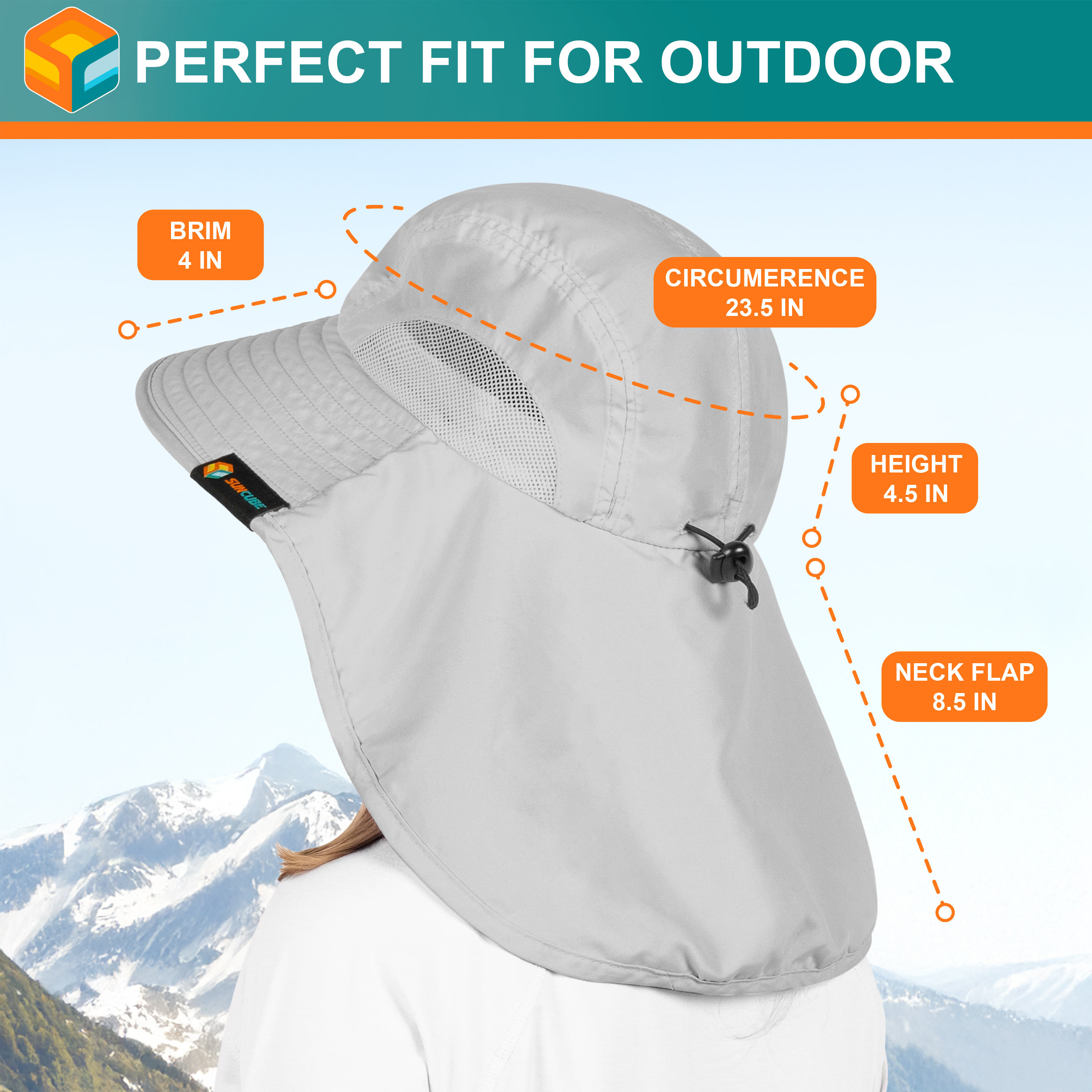Sombrero para el Sol con Solapa para el Cuello Ala Ancha Sombrero para Senderismo 50+UPF Hombres Mujeres Pesca Safari FPS - Imagen 75 de 128