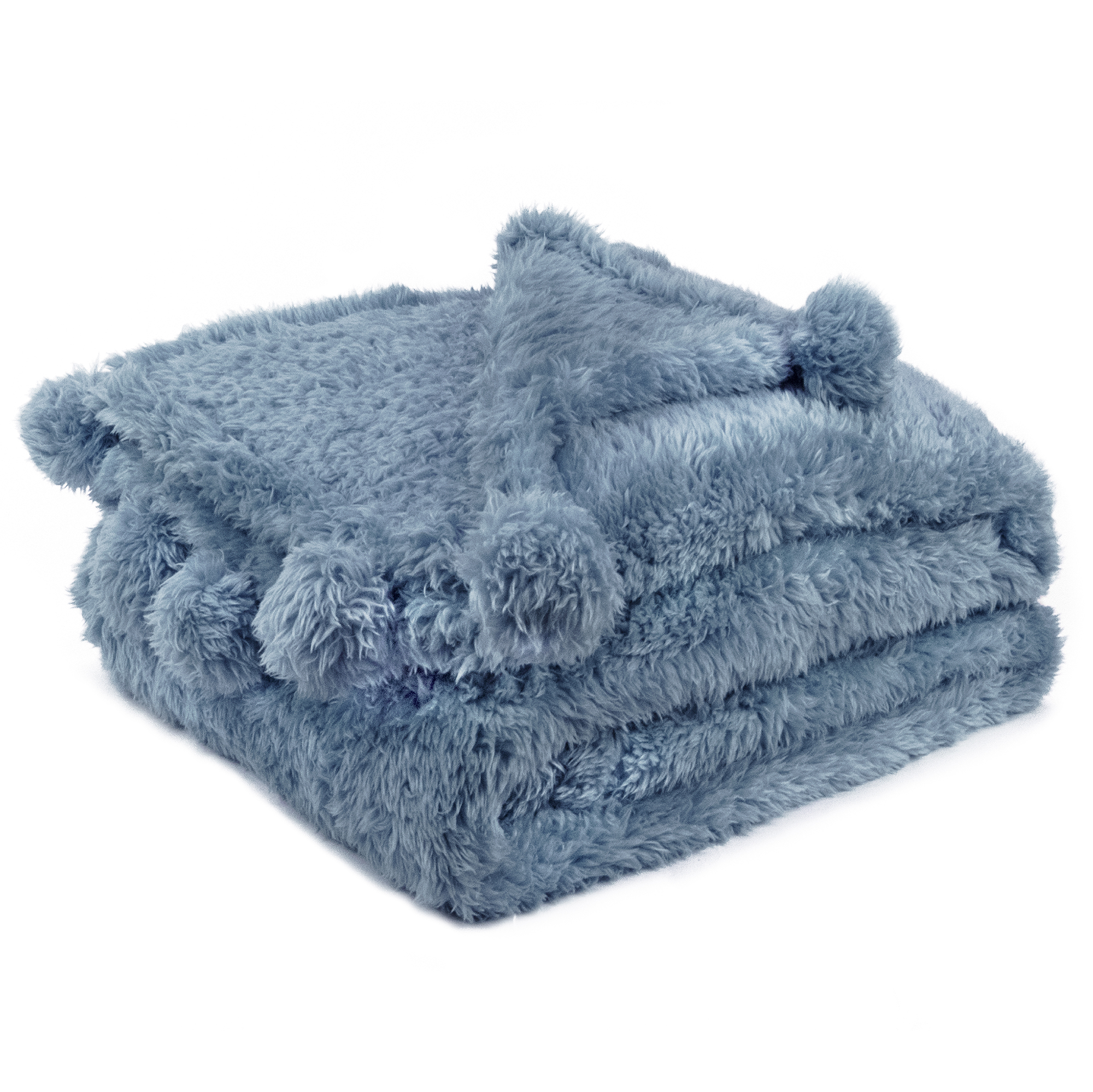 Soft Fuzzy Cozy Pom Pom Throw Blanket with Fluffy Sherpa Fleece for Sofa Couch - Picture 23 of 100