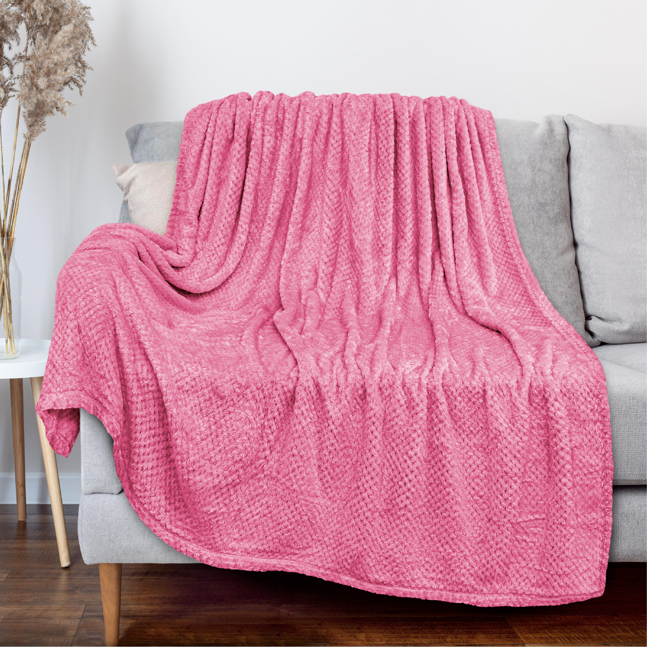 Throw Blanket for Sofa Couch Bed Lightweight Microfiber Polyester Waffle Pattern - Picture 62 of 190