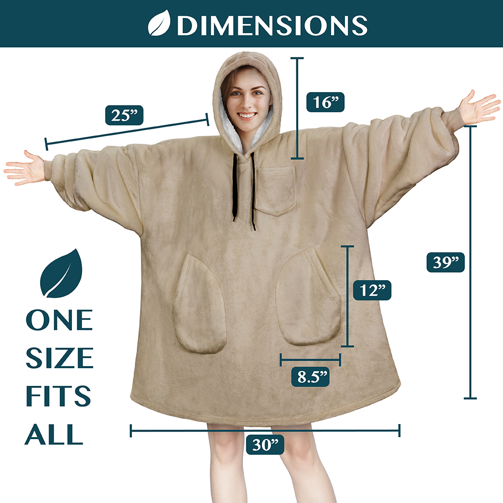 Manta Sudadera Sherpa Forro Felpa Suave Cómoda Vellón Gran Tamaño Sudadera con Capucha Bolsillo - Imagen 98 de 118