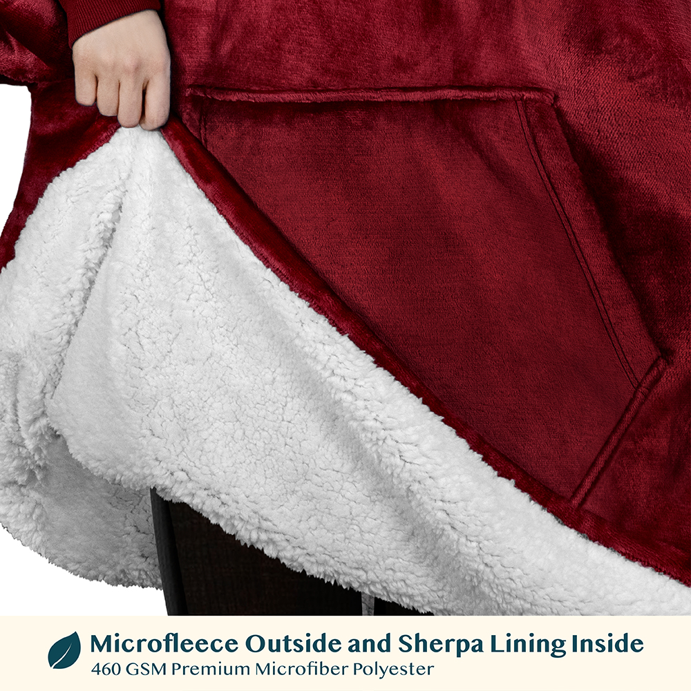 Blanket Sweatshirt Sherpa Lining Comfy Fleece Oversized Hoodie for Kids Teens JR - Picture 67 of 71