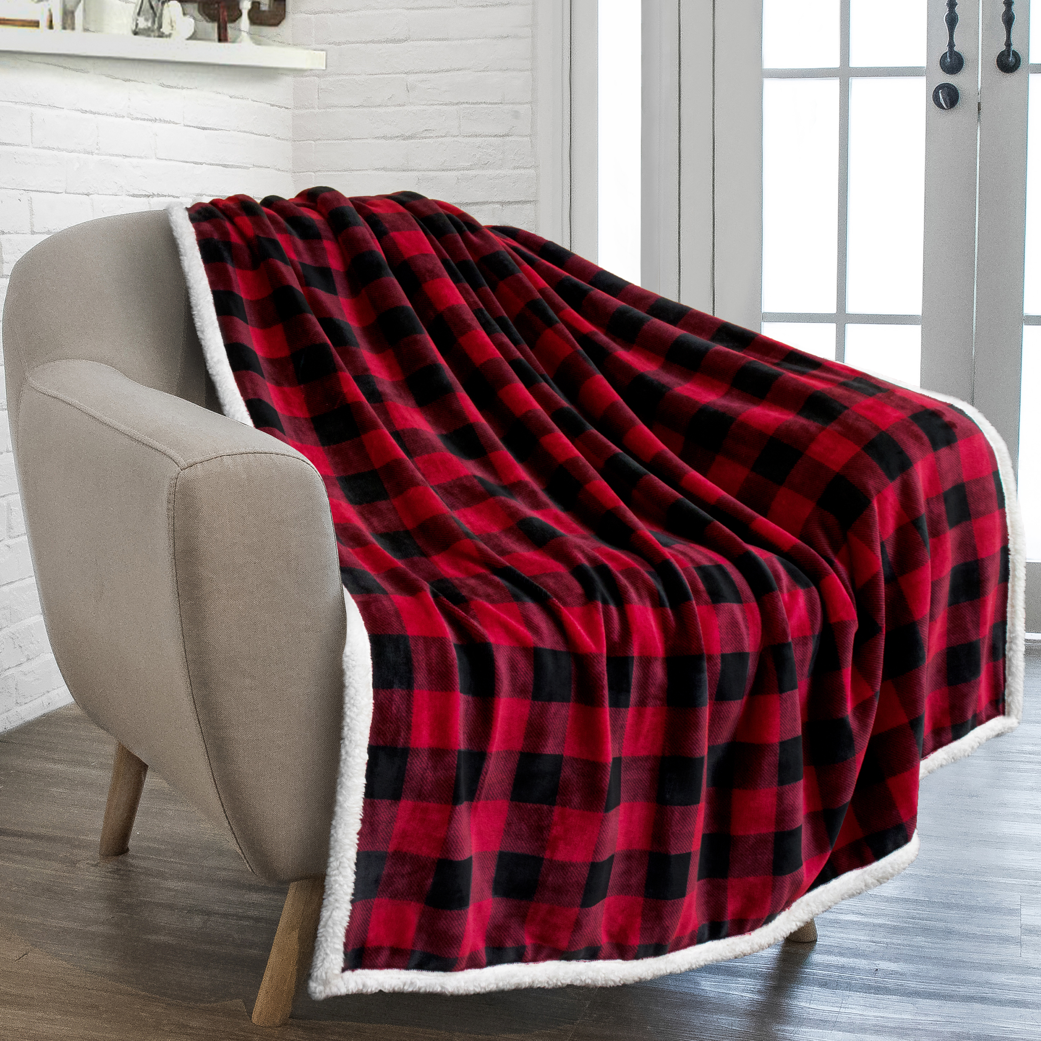 Plaid Buffalo Checker Christmas Throw Blanket Soft Sherpa Fleece For Sofa Couch EBay