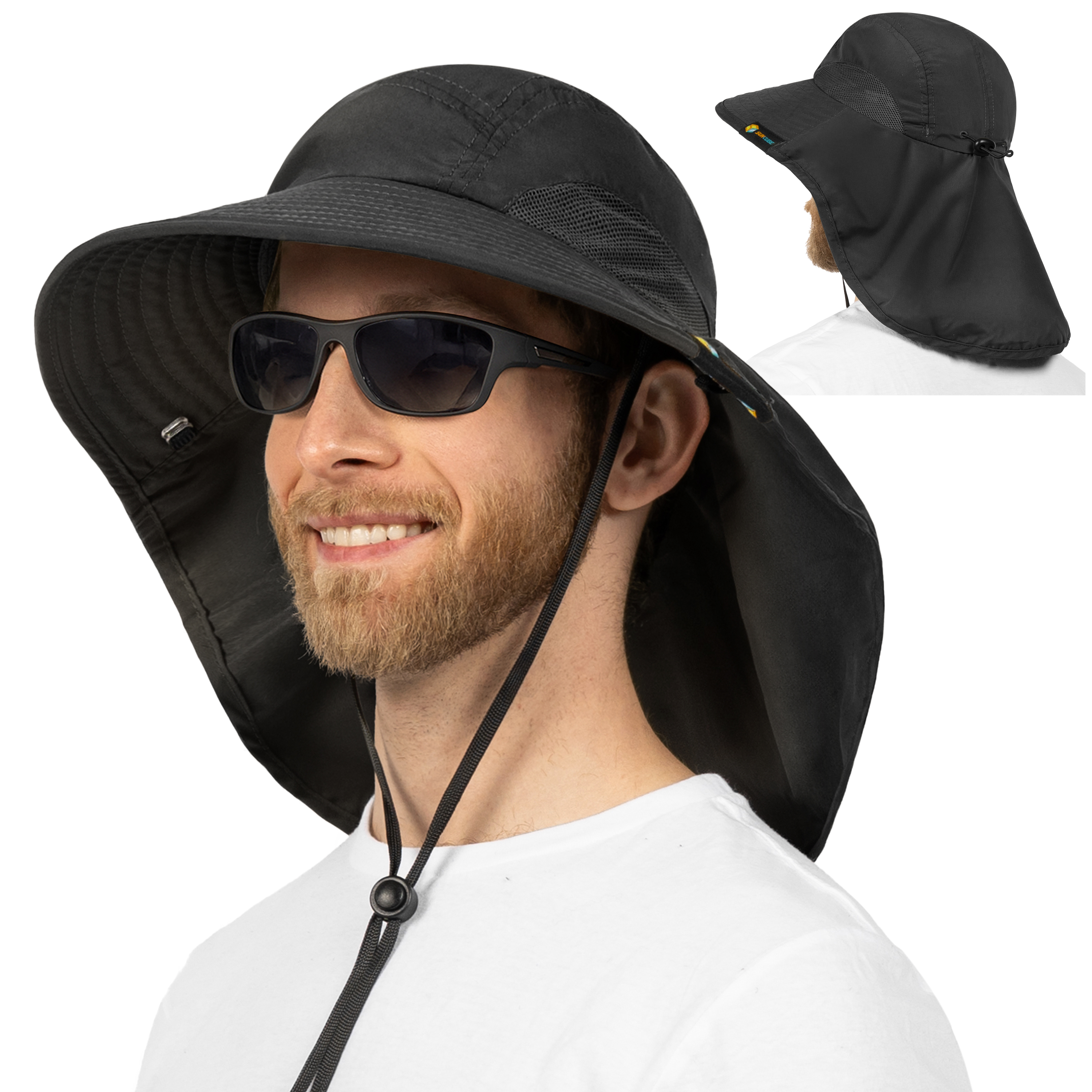 Sombrero para el Sol con Solapa para el Cuello Ala Ancha Sombrero para Senderismo 50+UPF Hombres Mujeres Pesca Safari FPS - Imagen 26 de 128