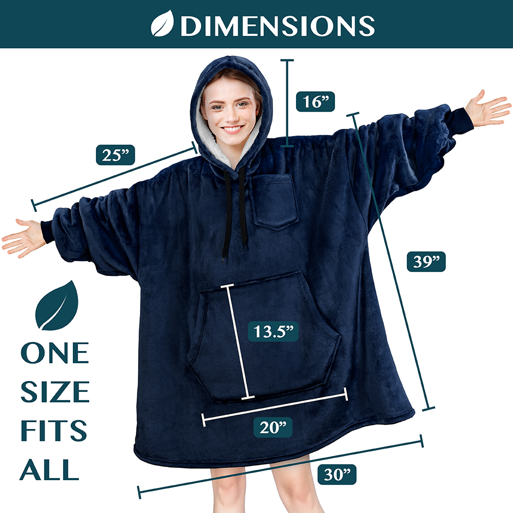 Blanket Sweatshirt Sherpa Plush Soft Comfy Fleece Oversized Hoodie Pocket Gift - Picture 62 of 117