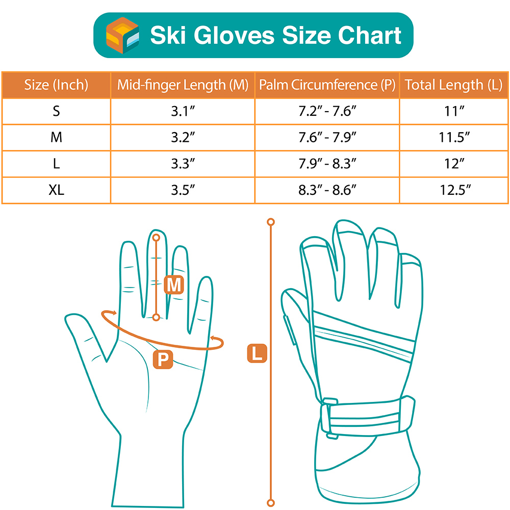 Waterproof Winter Thermal Ski Gloves Snow Insulated Warm Snowboard Hiking Men - Picture 10 of 23