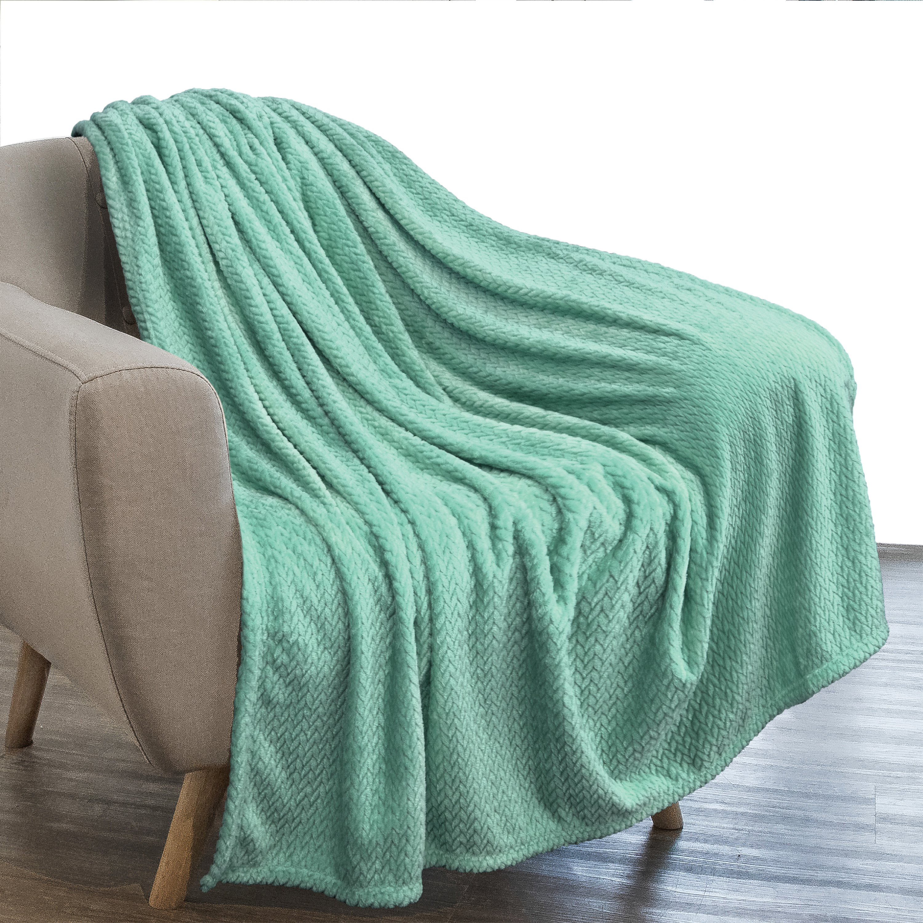PAVILIA Luxury Flannel Fleece Blanket Throw Teal Mint Green | Soft ...