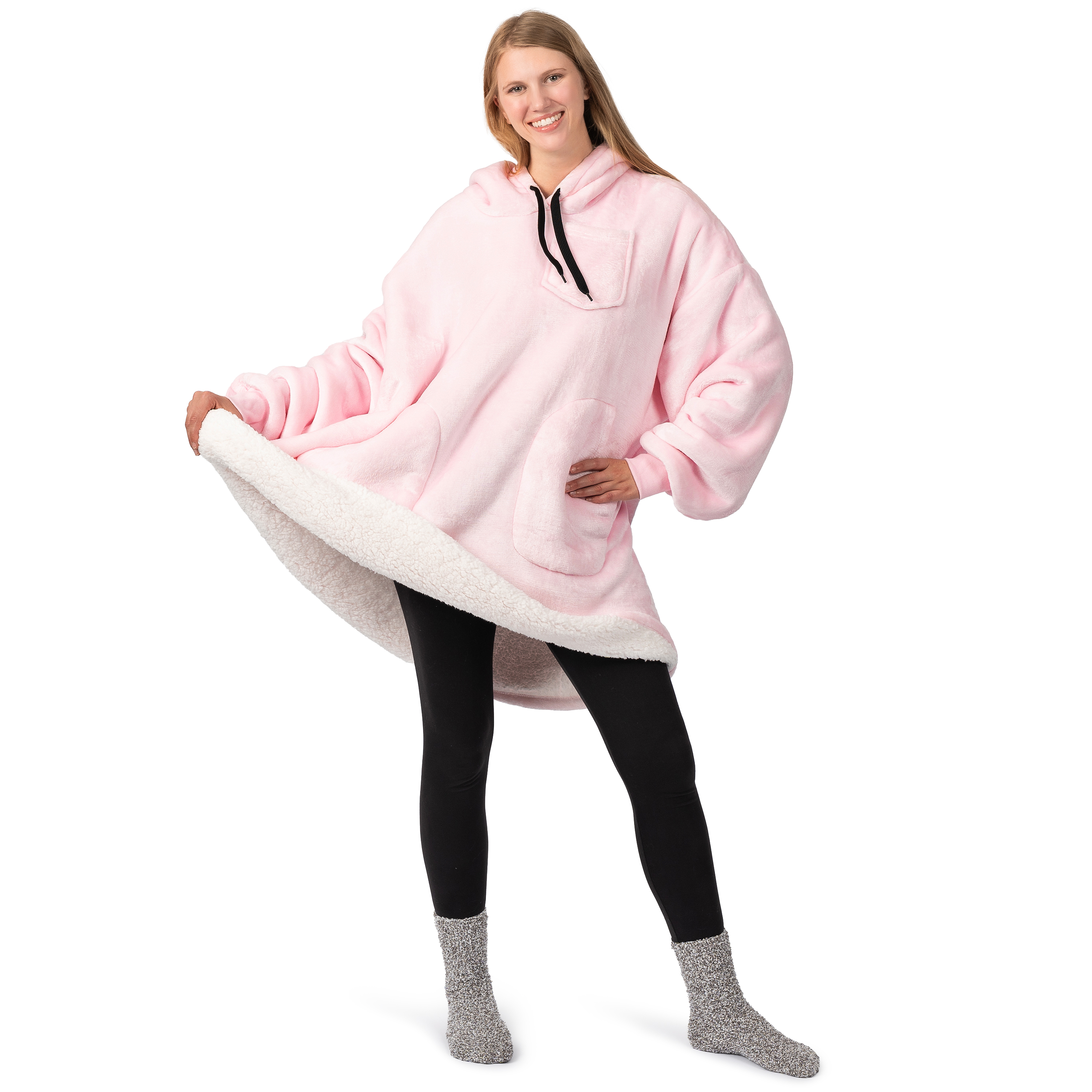 Manta Sudadera Sherpa Forro Felpa Suave Cómoda Vellón Gran Tamaño Sudadera con Capucha Bolsillo - Imagen 66 de 118