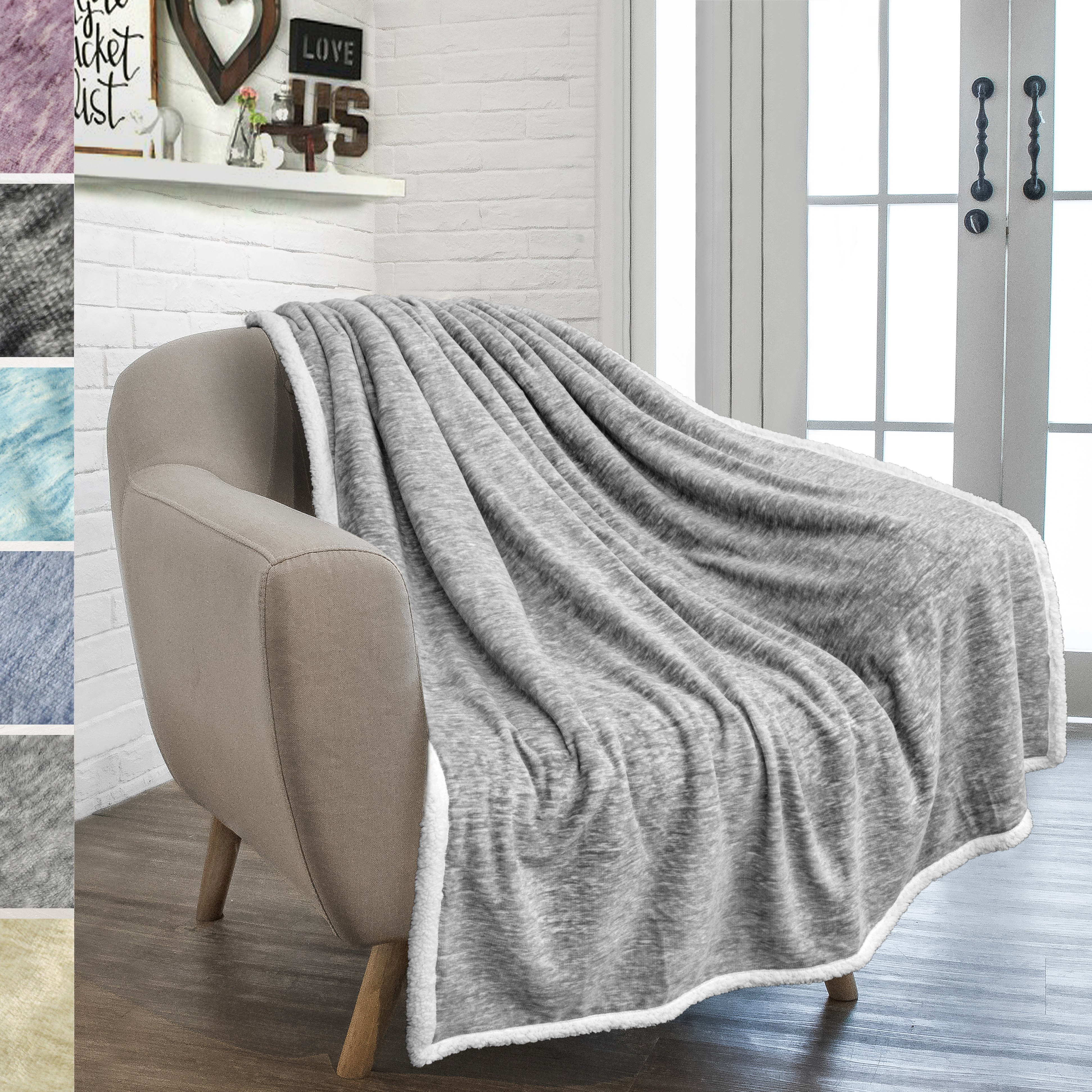 Sherpa Flannel Fleece Reversible Blanket Plush Soft Throw for Bed Couch Sofa - Picture 22 of 59