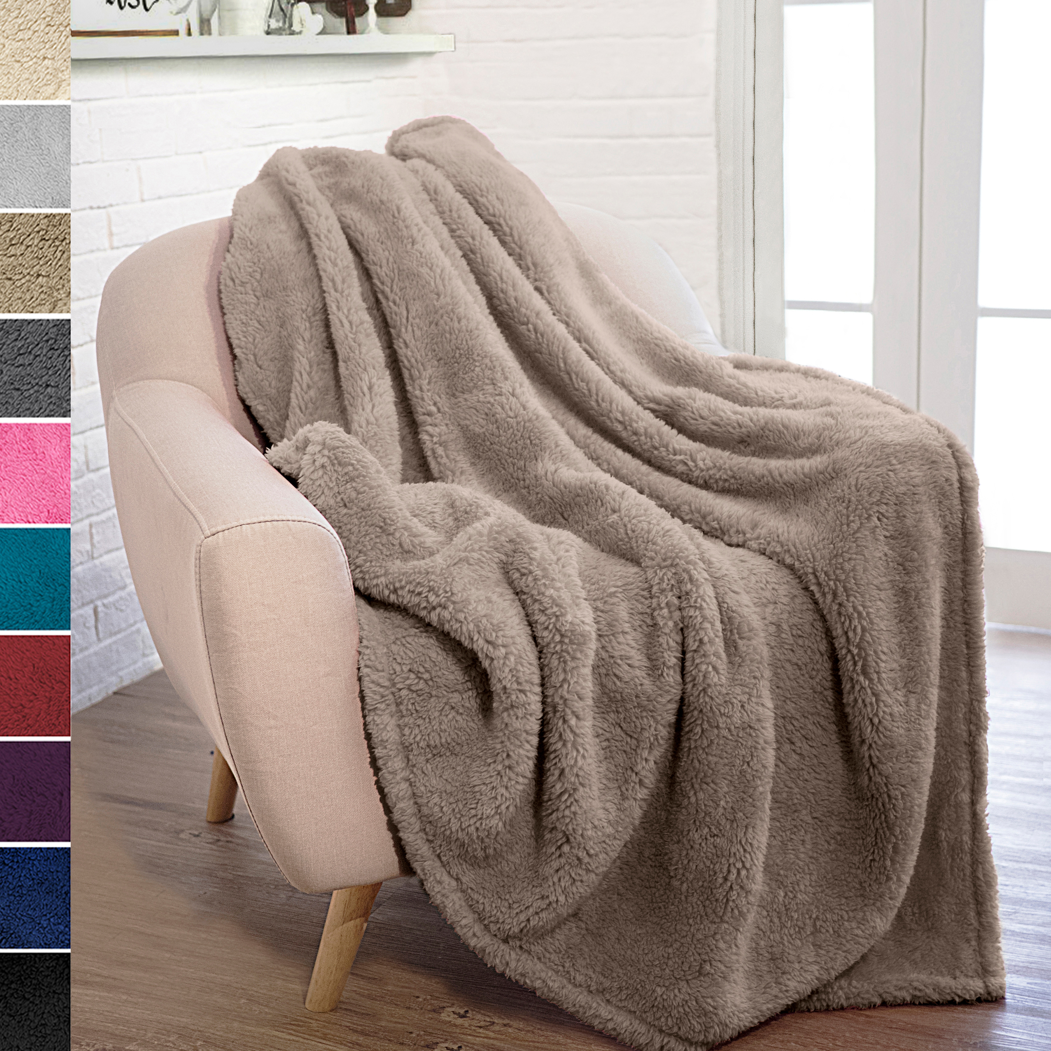 Soft Fuzzy Warm Cozy Throw Blanket with Fluffy Sherpa Fleece for Sofa Couch  Bed | eBay