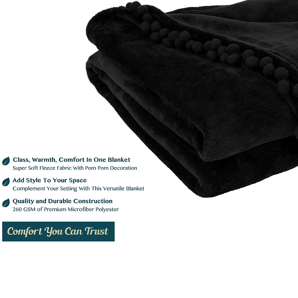 thumbnail 13 - Plaid Buffalo Checker Pom Pom Fringe Throw Blanket Soft Fleece for Sofa Couch
