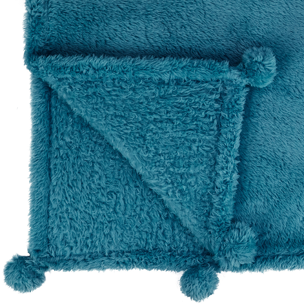 Soft Fuzzy Cozy Pom Pom Throw Blanket with Fluffy Sherpa Fleece for Sofa Couch - Picture 84 of 100