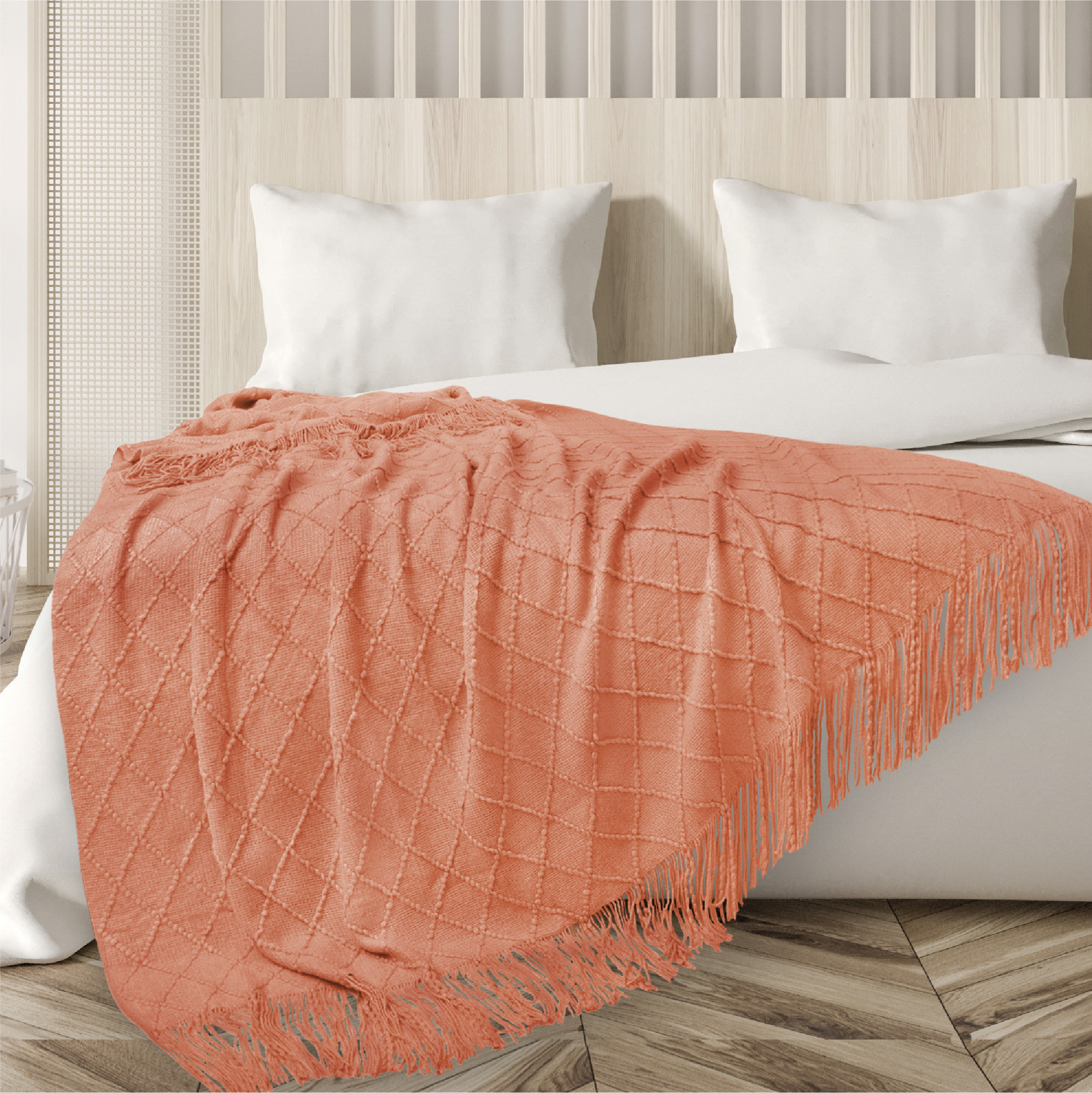 Decorative Fringe Throw Blanket for Couch Bed Sofa Soft Texture Knitted Blanket - Picture 35 of 64