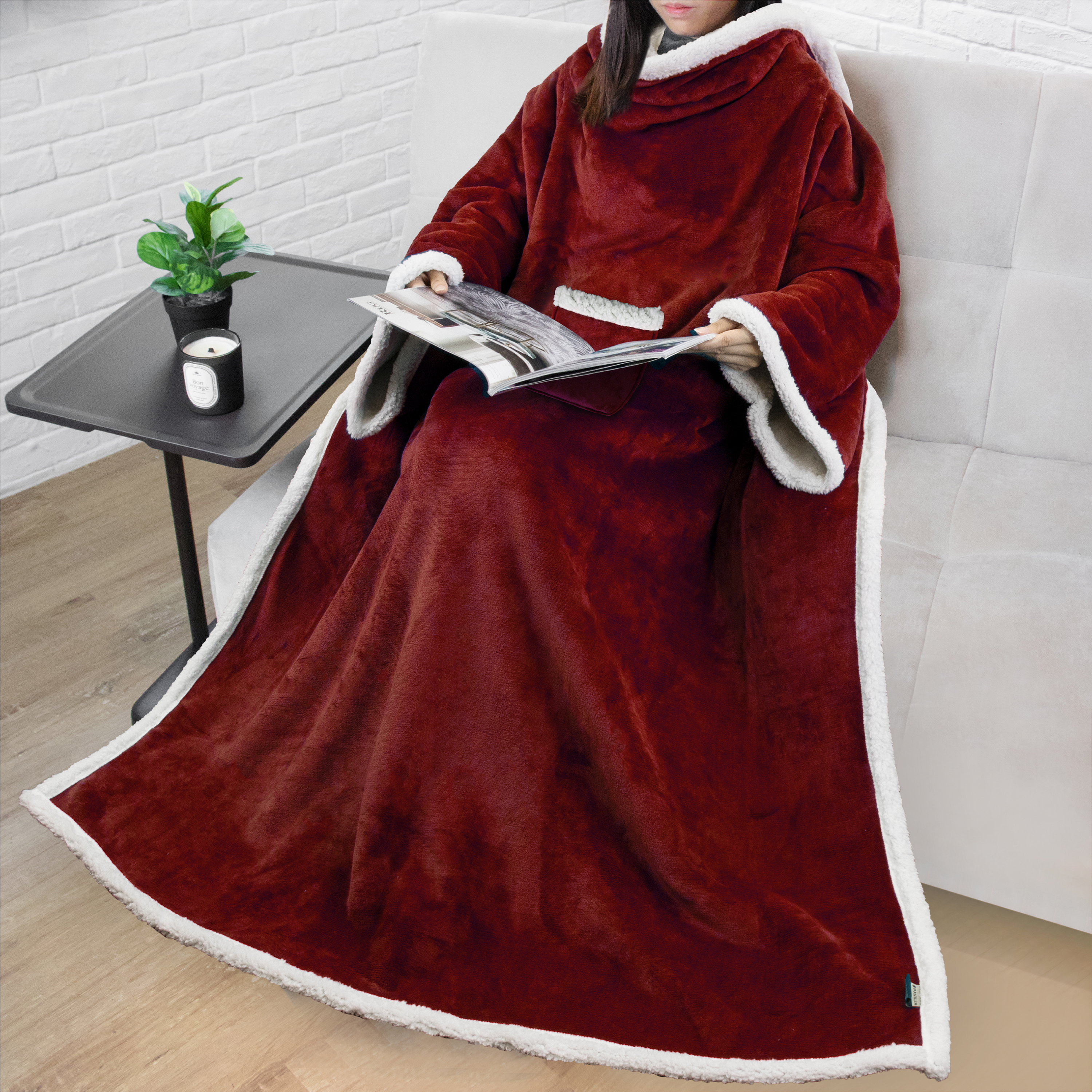 Fleece Wearable Blanket with Sleeves and Kangaroo Pocket for Women Man  Adult, Super Soft Warm TV Throw Blanket with Snap Button, Body Wrap Robe