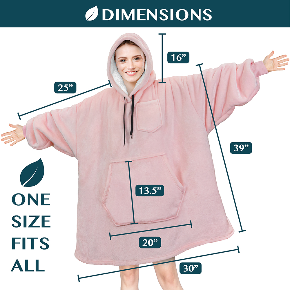 Blanket Sweatshirt Sherpa Plush Soft Comfy Fleece Oversized Hoodie Pocket Gift - Picture 70 of 117