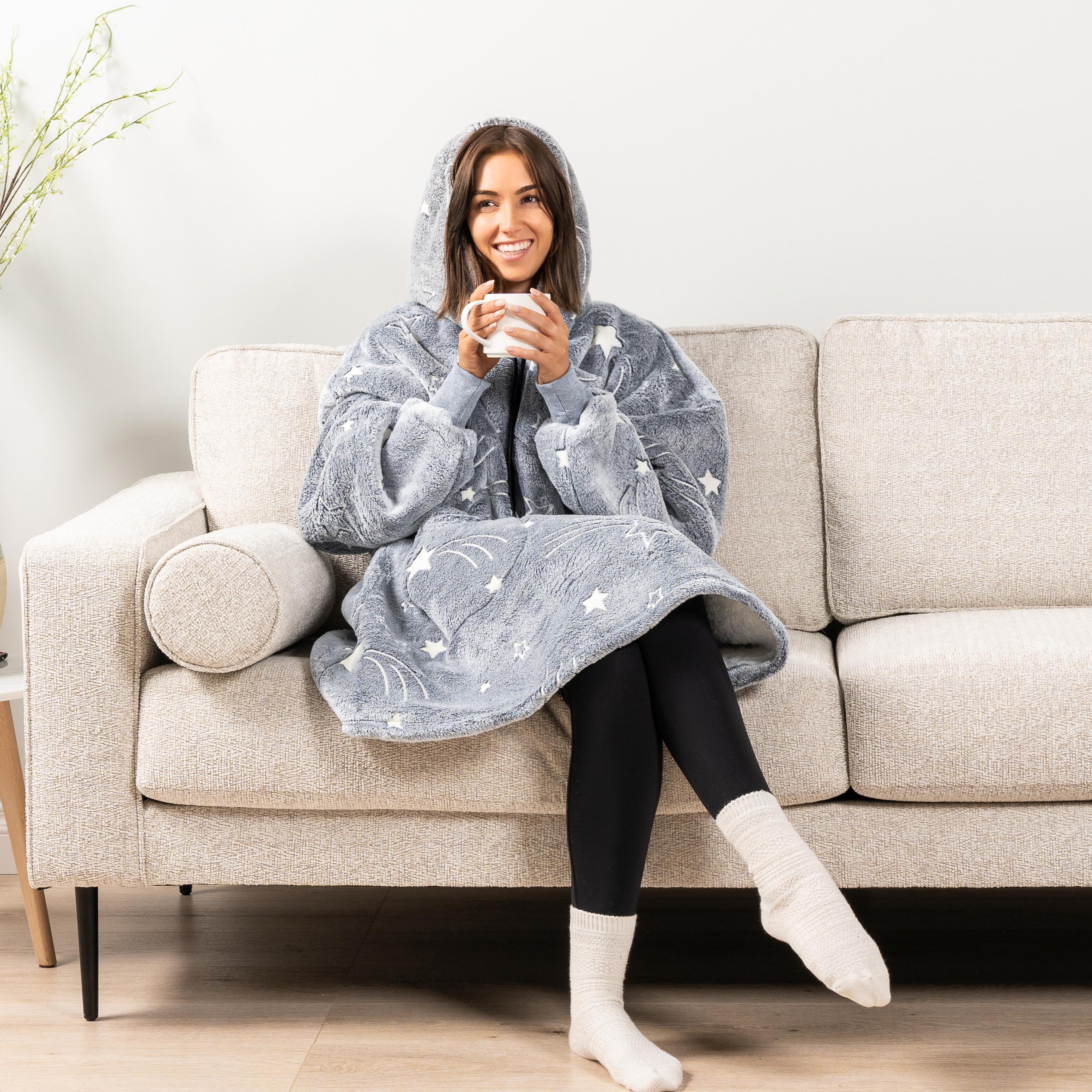 Manta Sudadera Sherpa Forro Felpa Suave Cómoda Vellón Gran Tamaño Sudadera con Capucha Bolsillo - Imagen 40 de 118