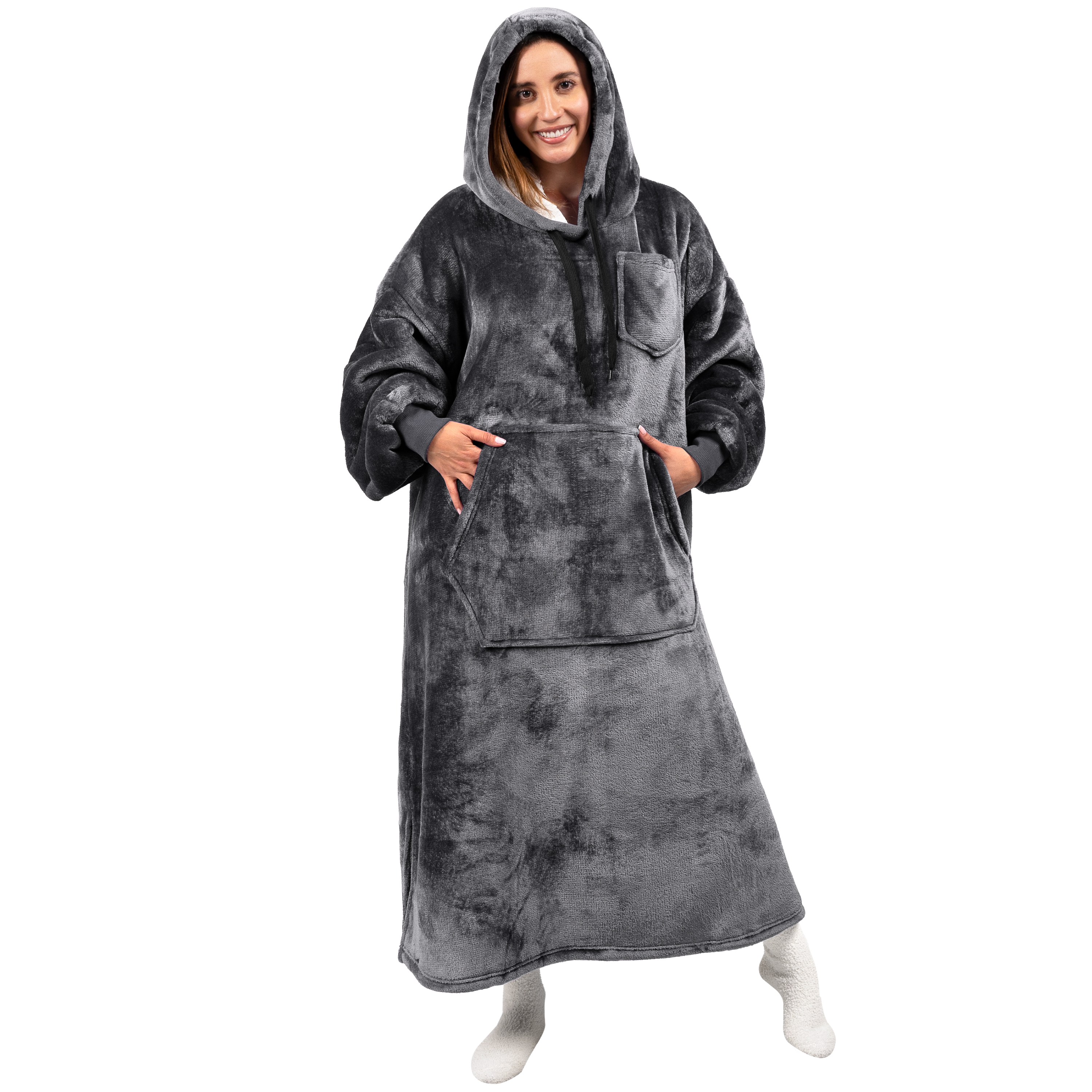 Lfewt Wearable Blanket Hoode, Comfy Overszed Flannel Blanket Hoode