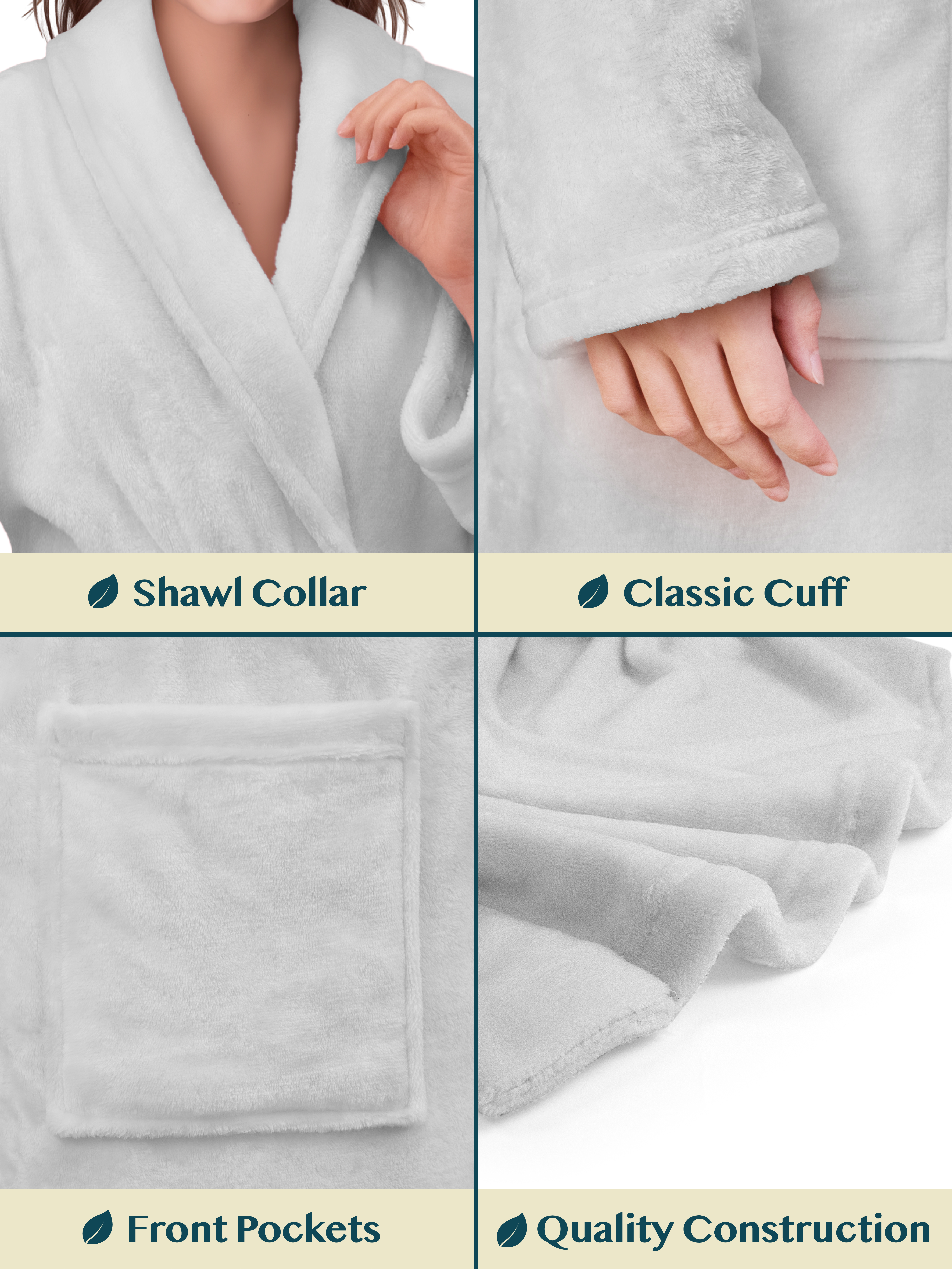 Womens Robe Fleece Bathrobe Long Warm Spa Bath Robe Shower Lightweight Plus Size - Picture 18 of 50