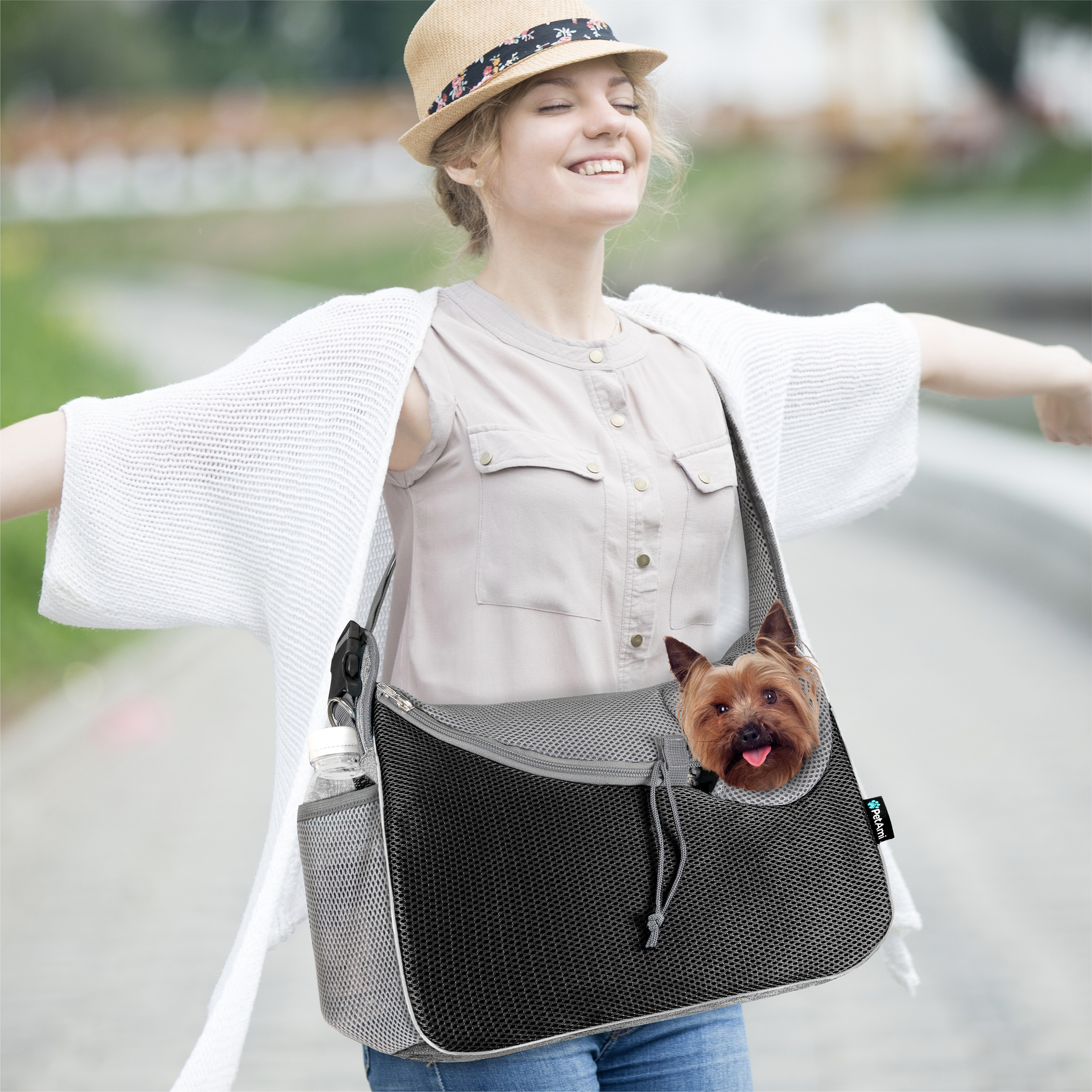 Pet Puppy Dog Mesh Sling Carry Pack Backpack Carrier Travel Tote Shoulder Bag - Picture 13 of 34