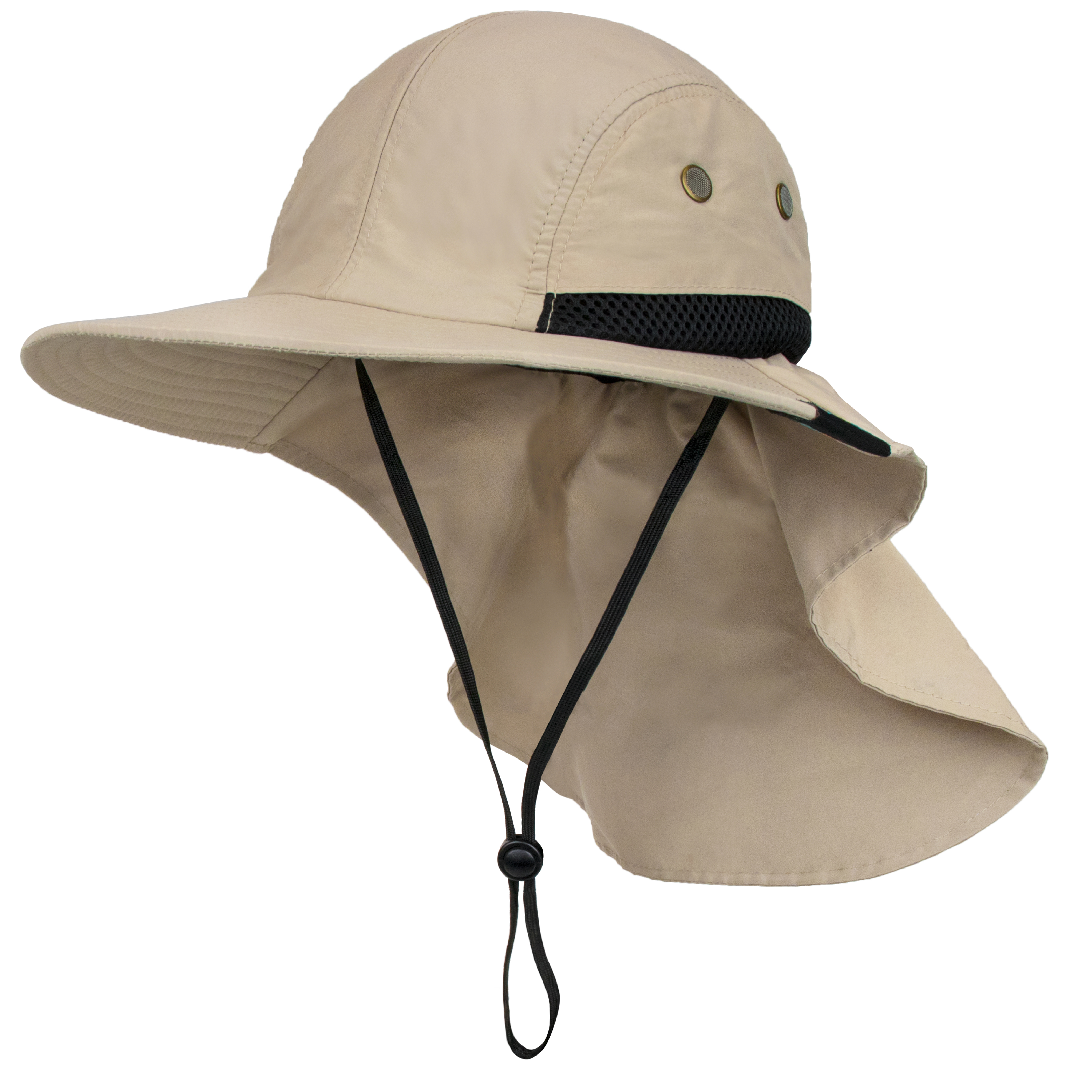 Unisex Safari Sun Flap Hat Fishing Hiking Cap w/Neck Cover Wide Brim Olive 