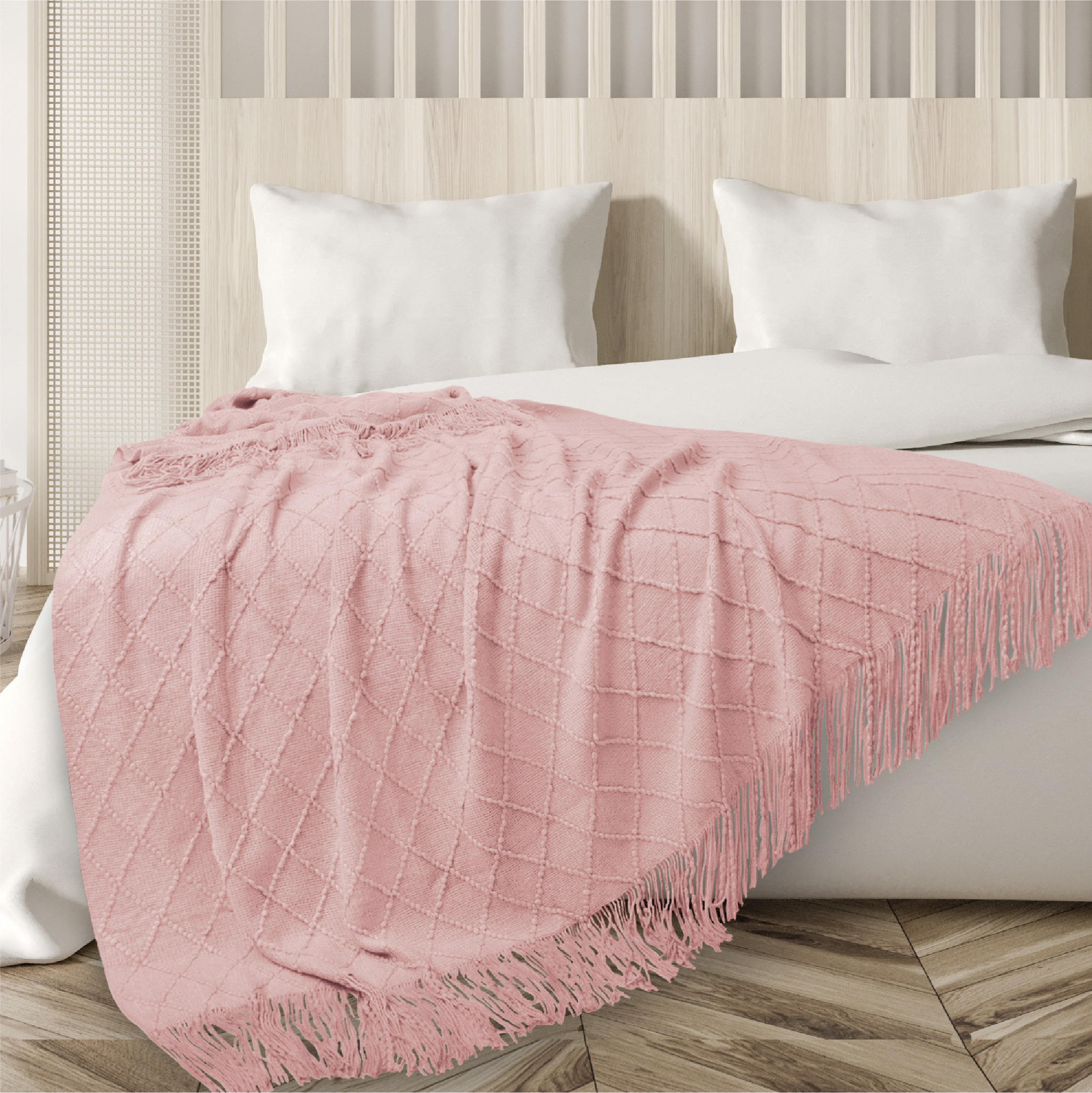 Decorative Fringe Throw Blanket for Couch Bed Sofa Soft Texture Knitted Blanket - Picture 17 of 64