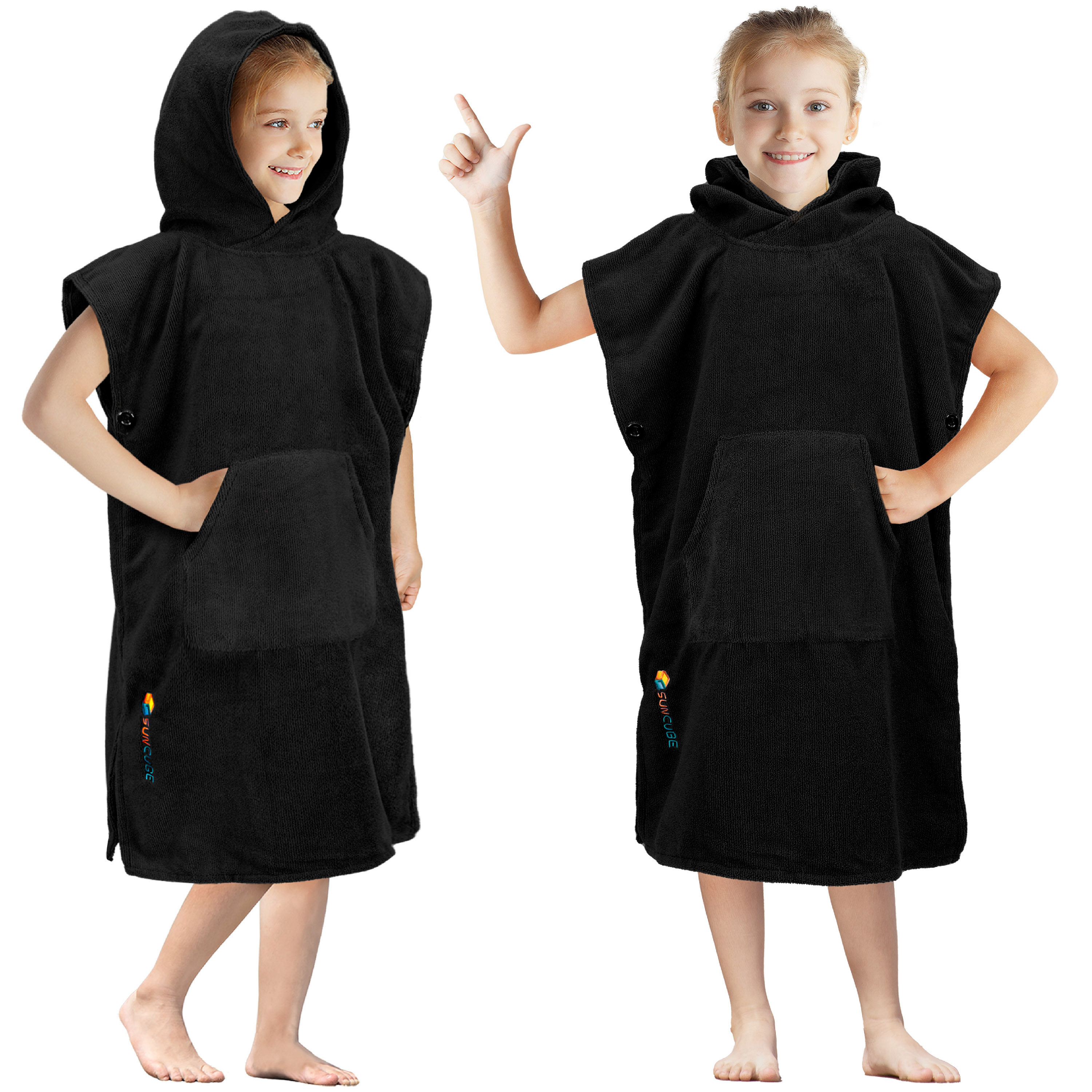 Kids Swim Poncho Hooded Towel Changing Robe for Swim Bath Towel 3-8 Boys Girls - Picture 2 of 71
