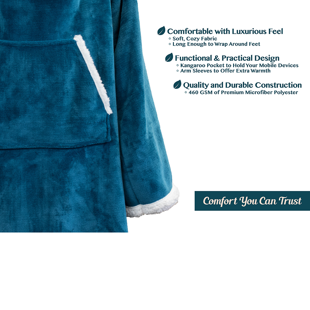 Fleece Wearable TV Blanket with Sleeves Front Pocket Robe Warn Soft Blanket Gift - Picture 152 of 168