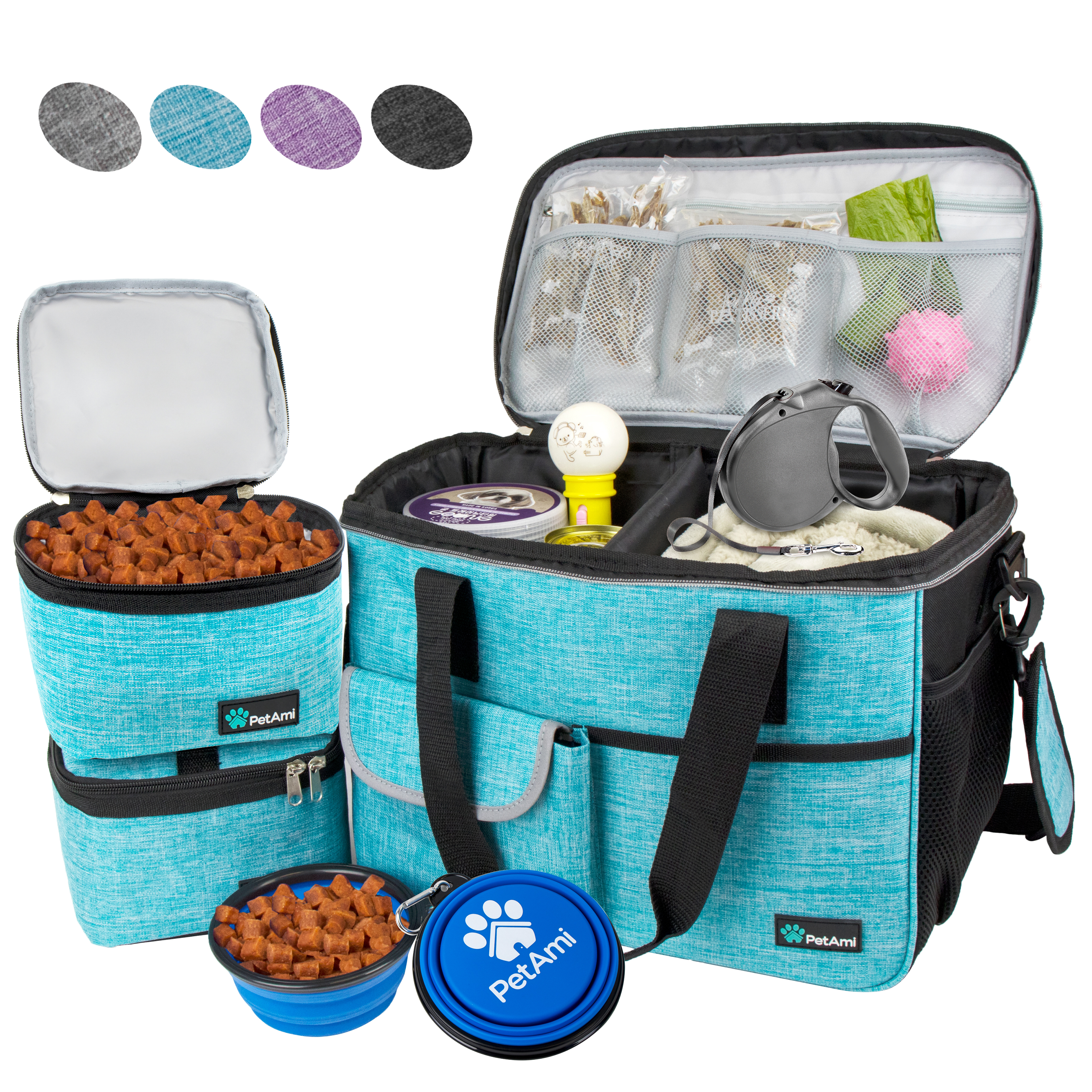 Pet Supply Travel Bag Set Weekend Tote Dog Gear Food Carrier Accessory Organizer - Picture 52 of 59