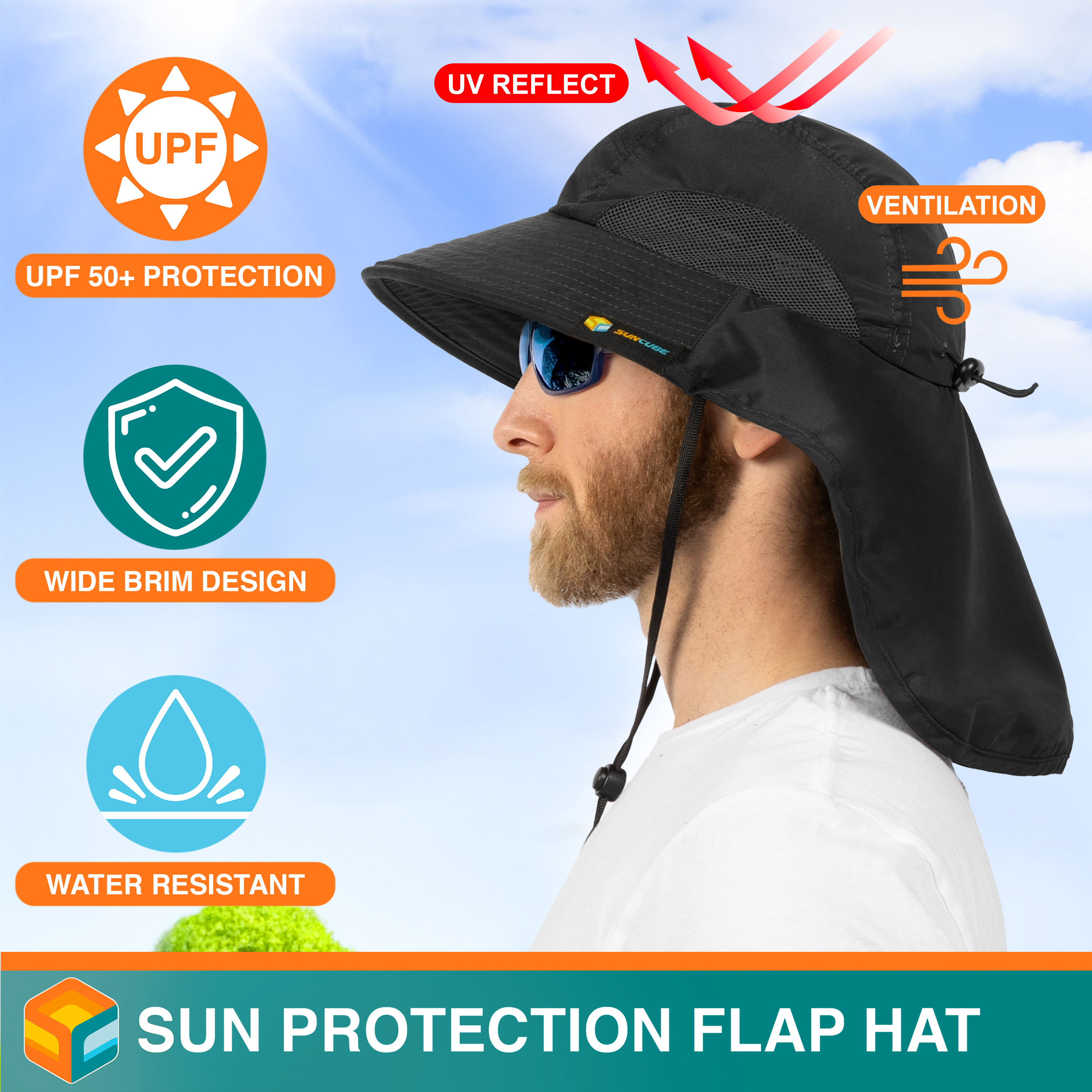 Sombrero para el Sol con Solapa para el Cuello Ala Ancha Sombrero para Senderismo 50+UPF Hombres Mujeres Pesca Safari FPS - Imagen 21 de 128