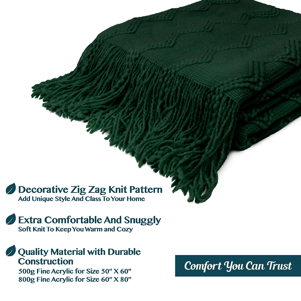 Decorative Fringe Throw Blanket for Couch Bed Sofa Soft Texture 