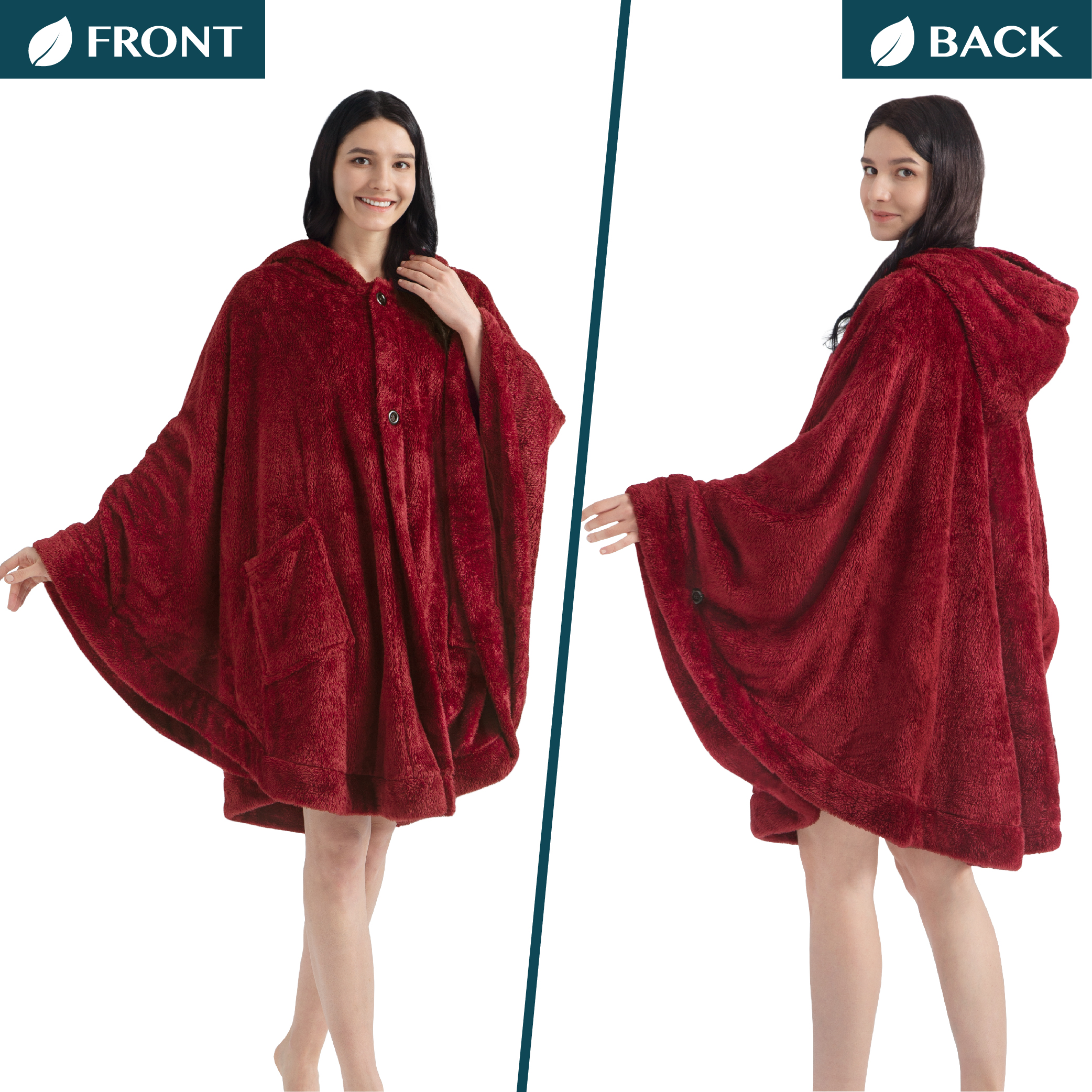 Poncho Manta con Capucha Usable Mantón Envoltura Capucha Bolsillos Suave Esponjoso Regalo - Imagen 78 de 81