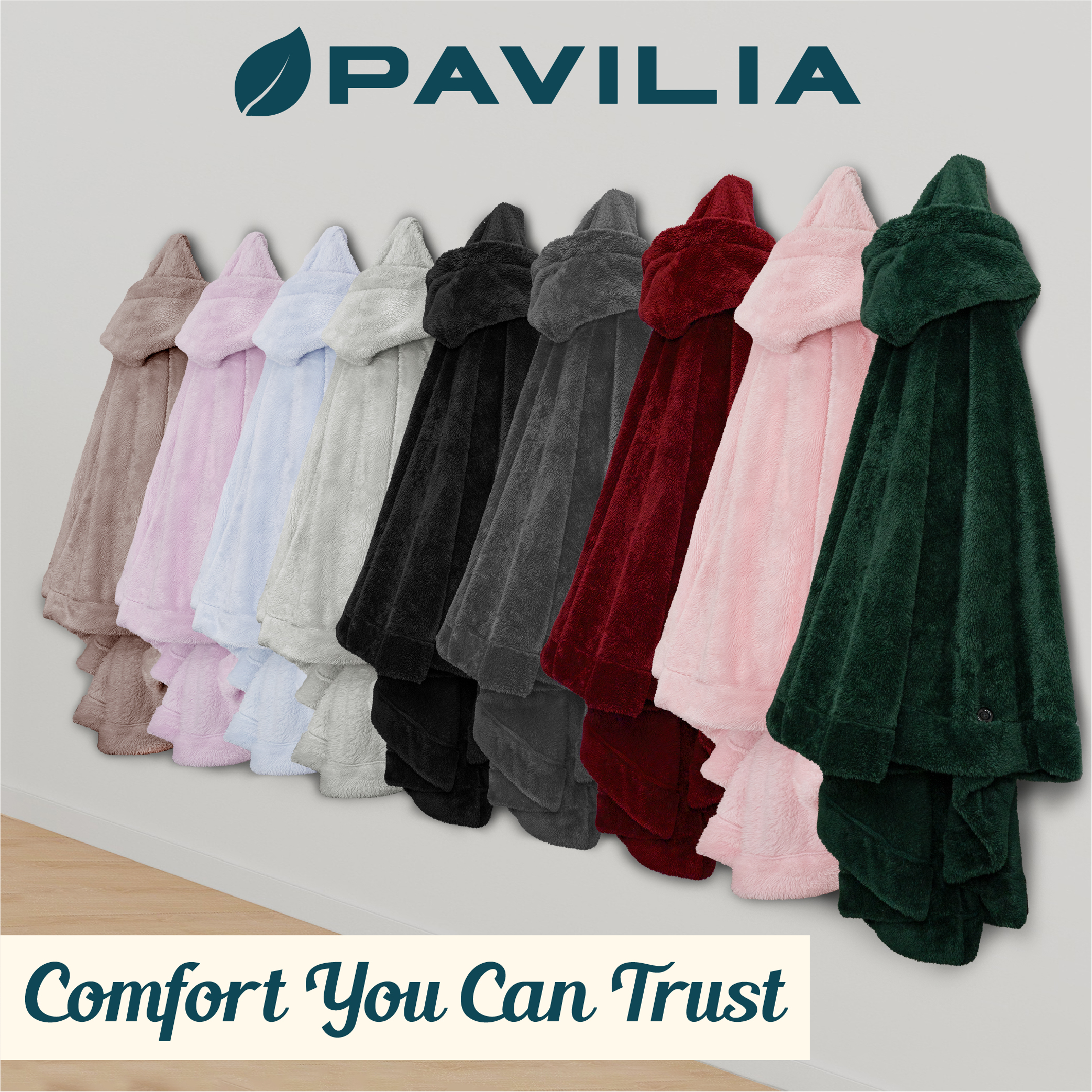 Poncho Manta con Capucha Usable Mantón Envoltura Capucha Bolsillos Suave Esponjoso Regalo - Imagen 80 de 81