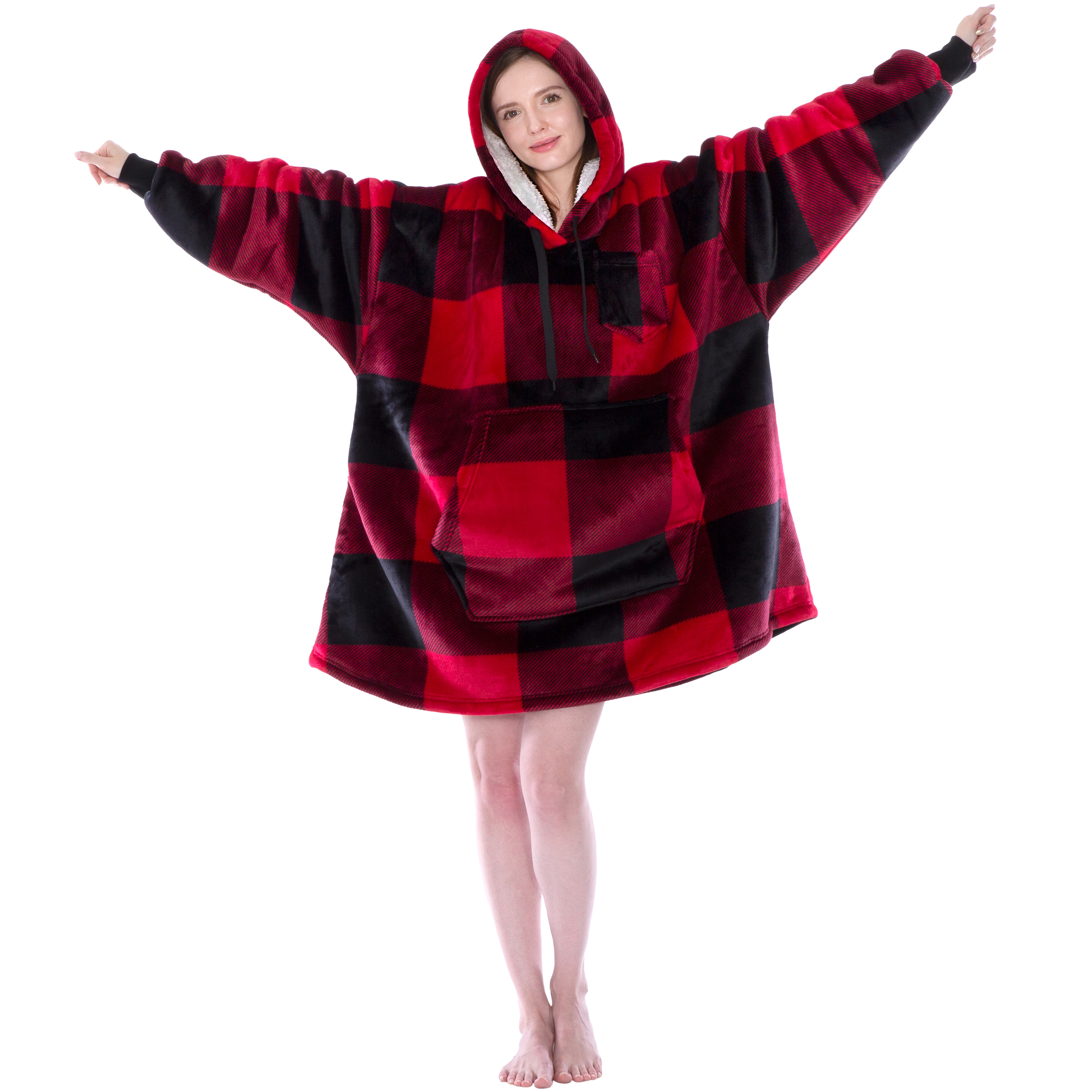 Blanket Sweatshirt Sherpa Plush Soft Comfy Fleece Oversized Hoodie Pocket Gift - Picture 80 of 117